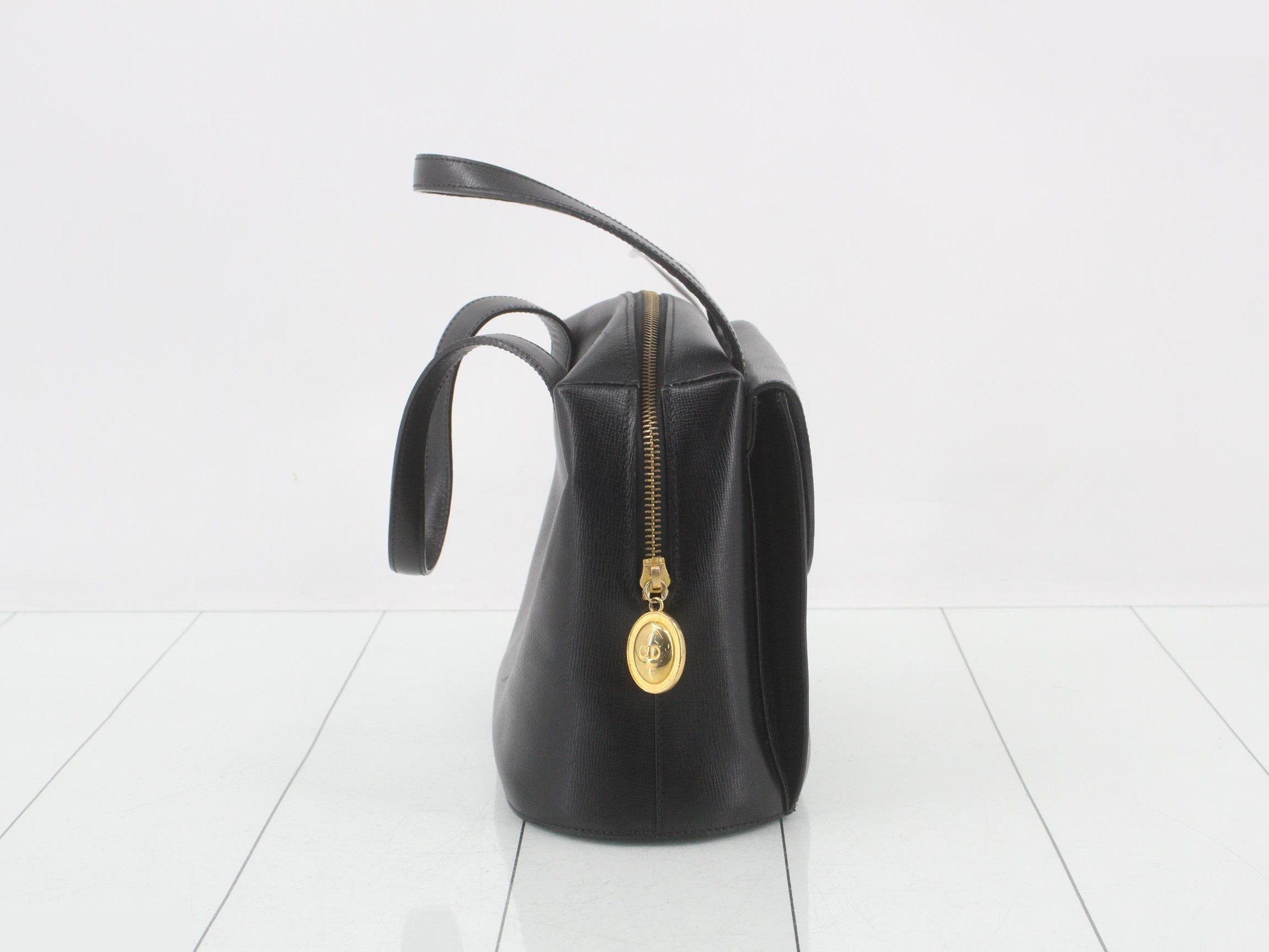 Leather handbag with logo hardware — view 4