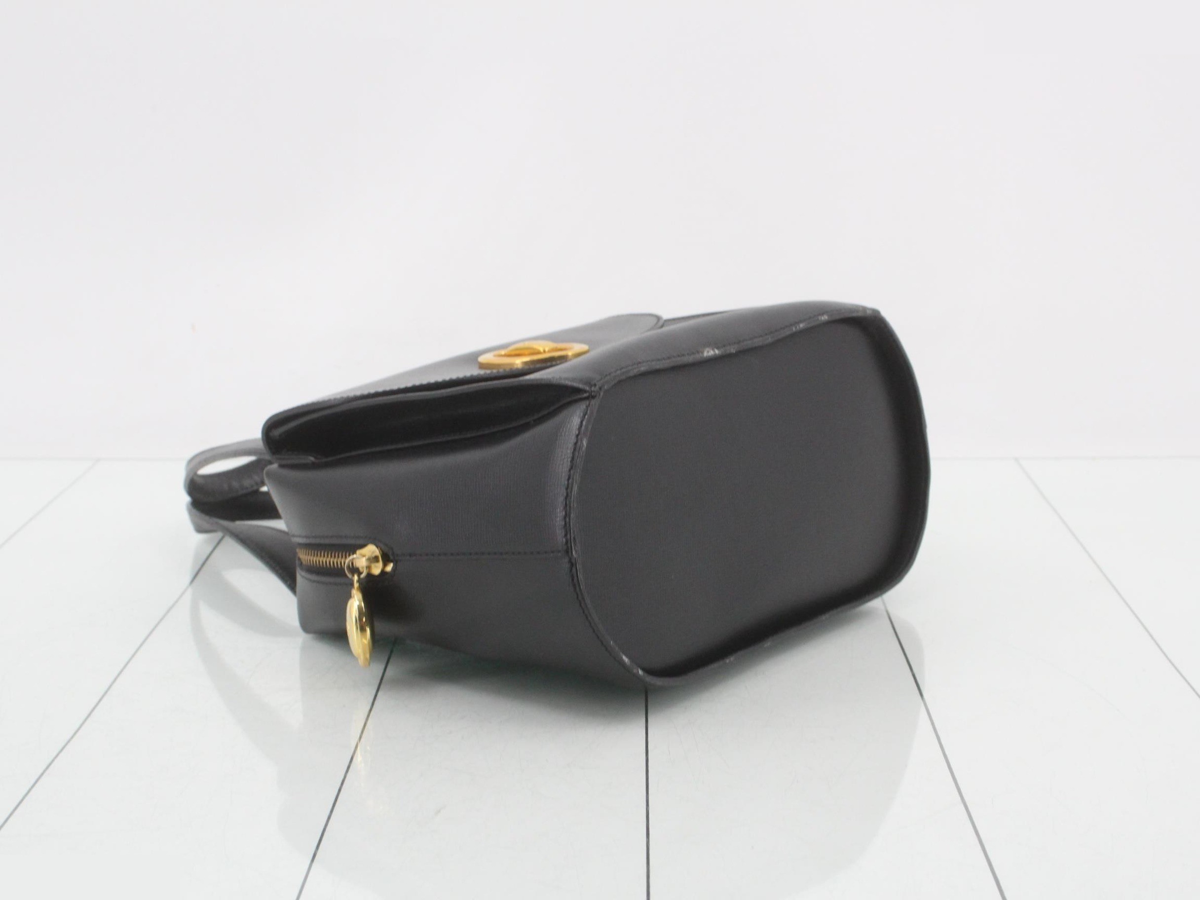 Leather handbag with logo hardware — view 5