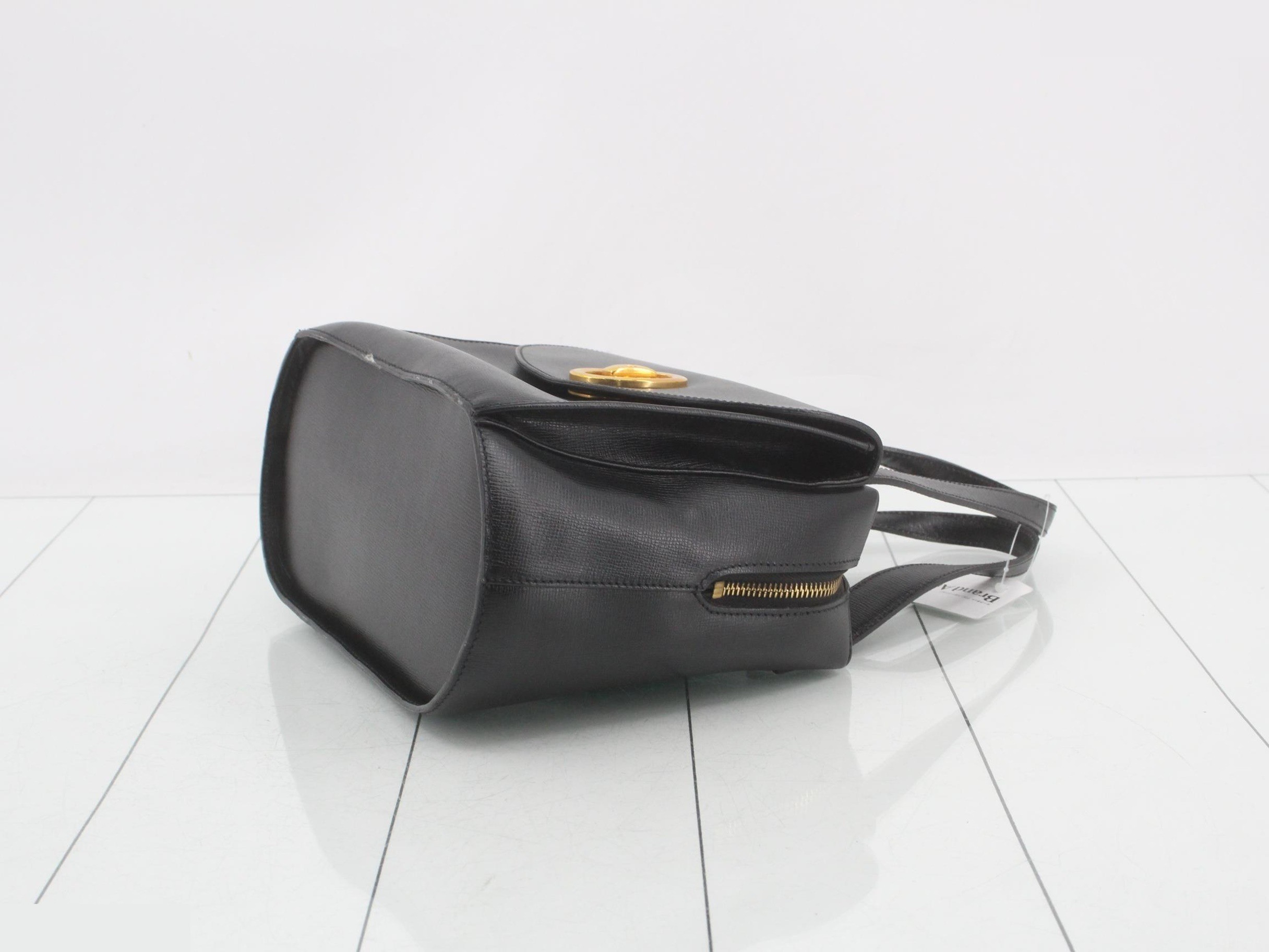 Leather handbag with logo hardware — view 6