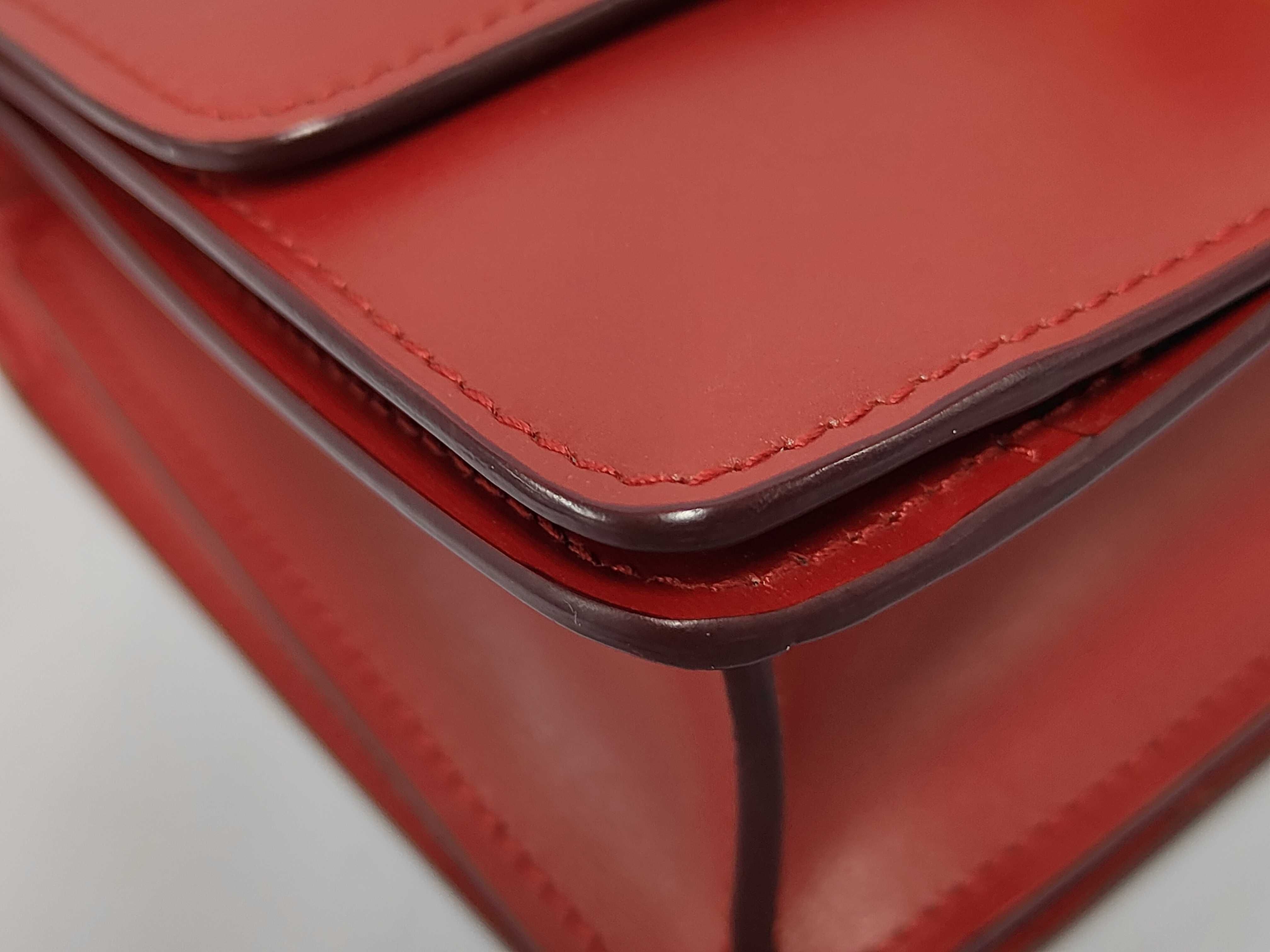Mini Box Bag, Maroon Calfskin Leather, Gold Hardware — view 5