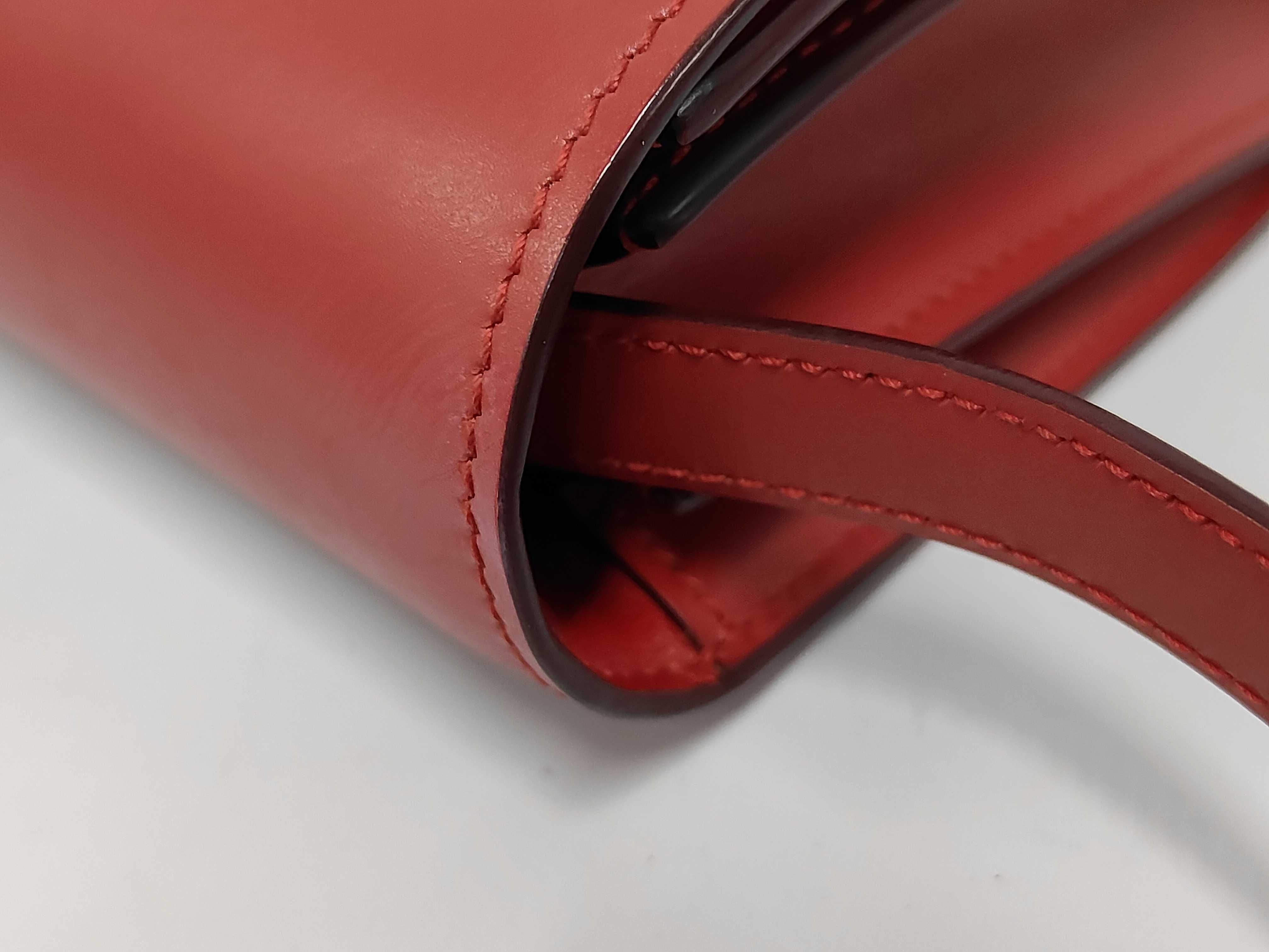 Mini Box Bag, Maroon Calfskin Leather, Gold Hardware — view 8