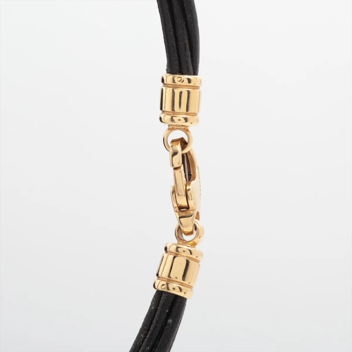 necklace, 750 (yellow gold) x leather, total weight 15.6g, leather — view 4