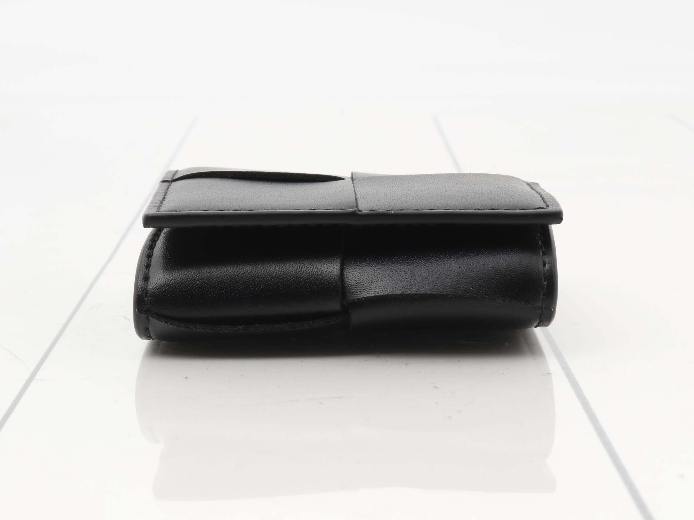 Maxi Intrecciato Coin Case, Unused, Stored, Black — view 3