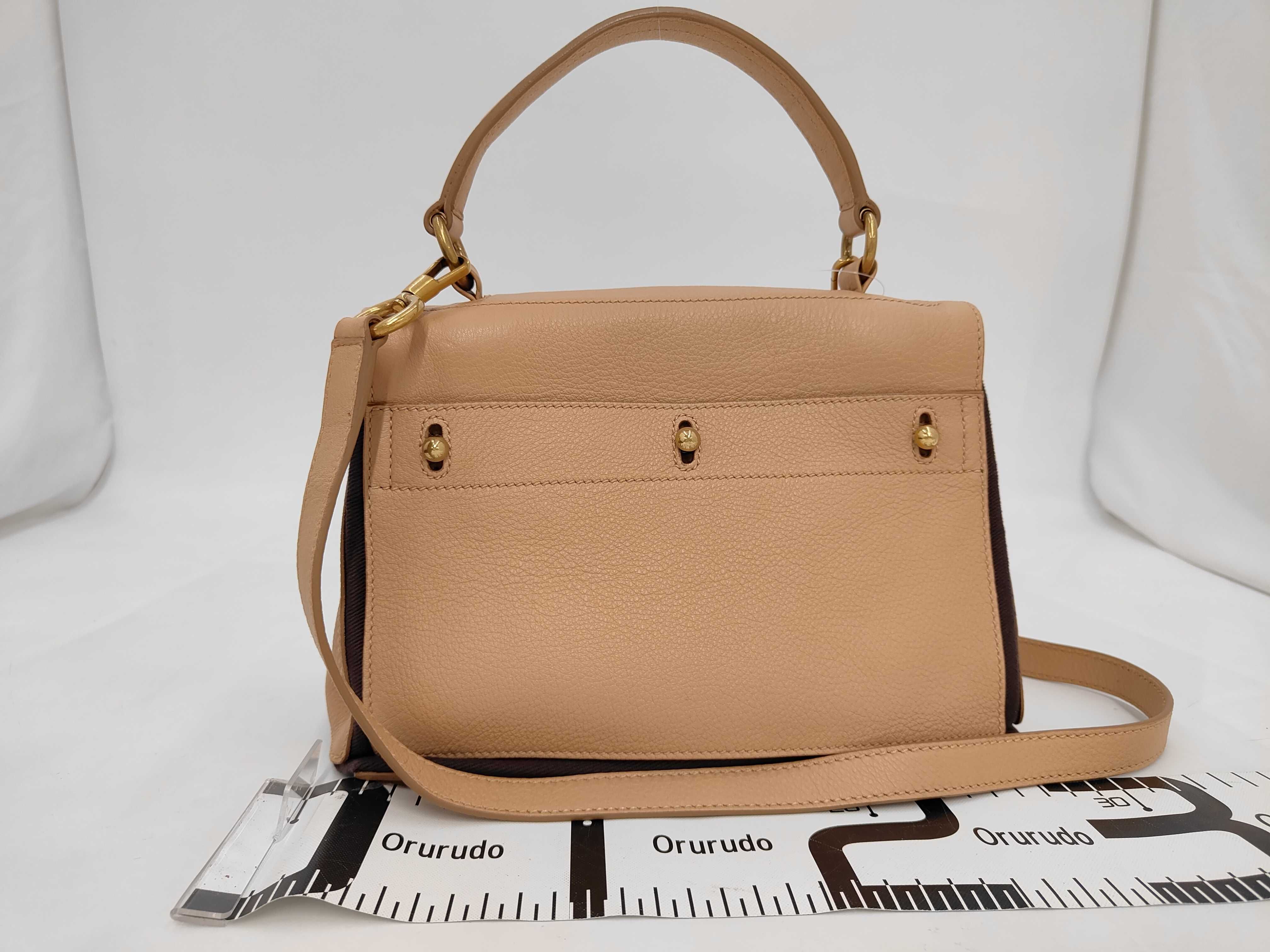 Muse Toe 2way Gold Hardware Leather Pink Beige Handbag — view 2