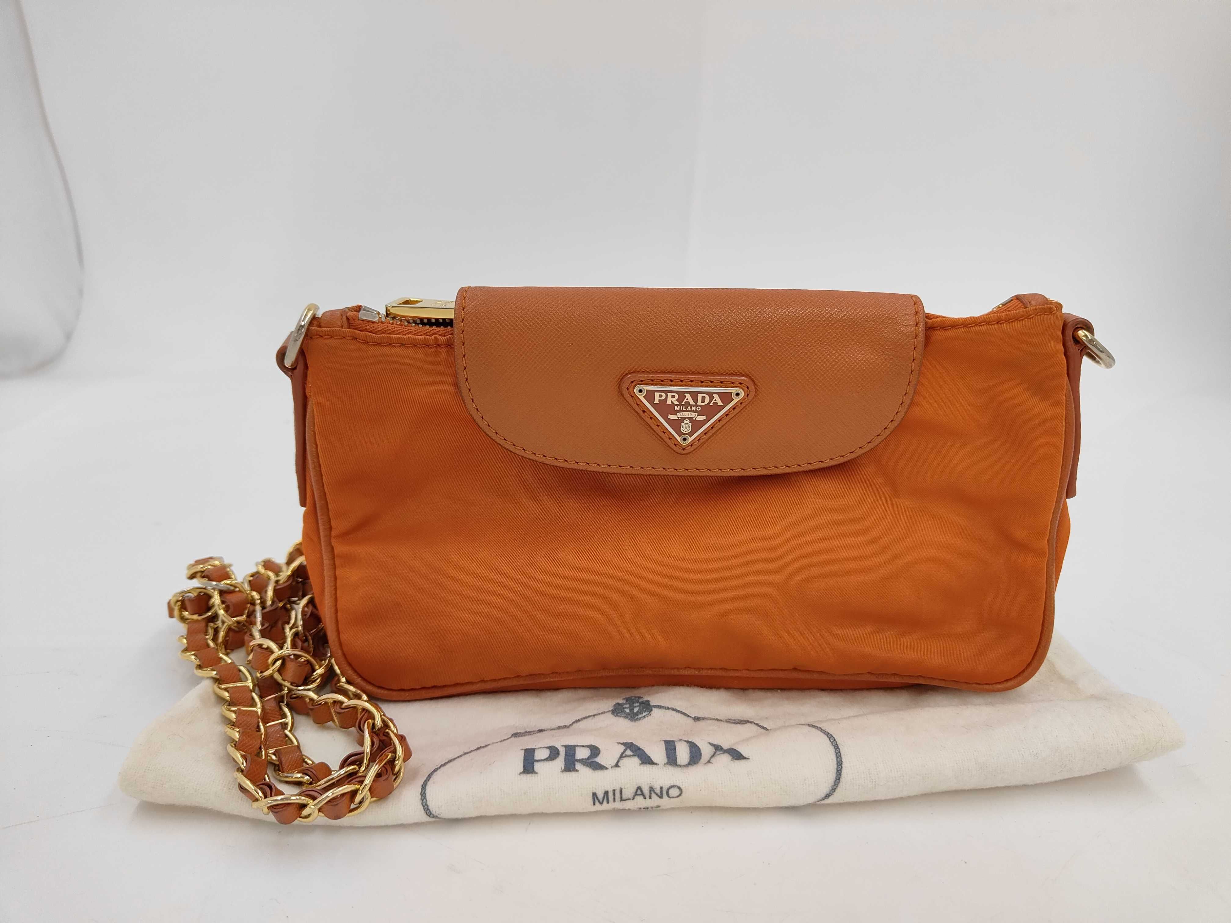 Nylon Mini Chain Crossbody Bag Orange BT0779 Shoulder Bag