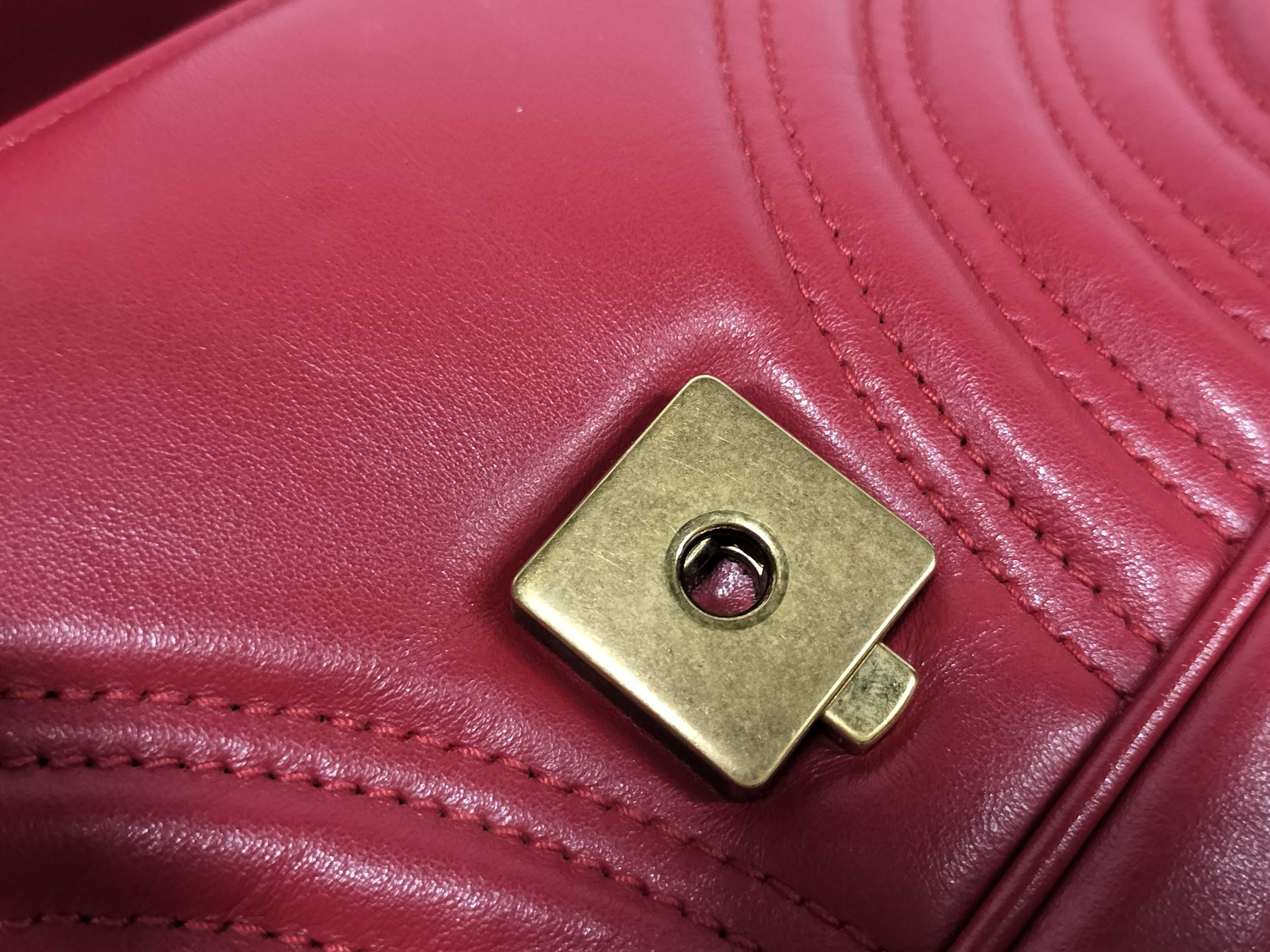 Red Calfskin GG Marmont 446744 Chain Shoulder Bag — view 13