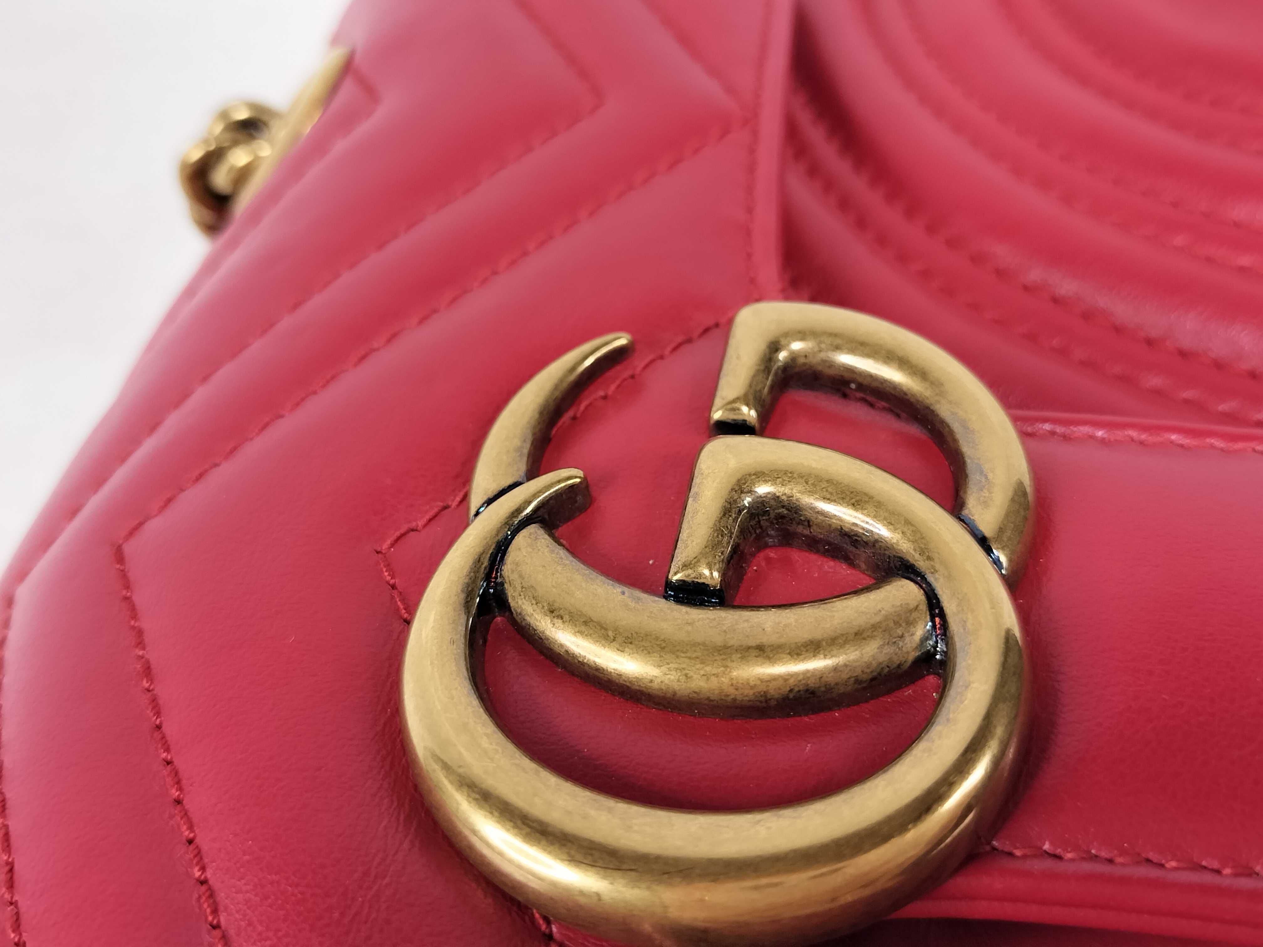 Red Calfskin GG Marmont 446744 Chain Shoulder Bag — view 15