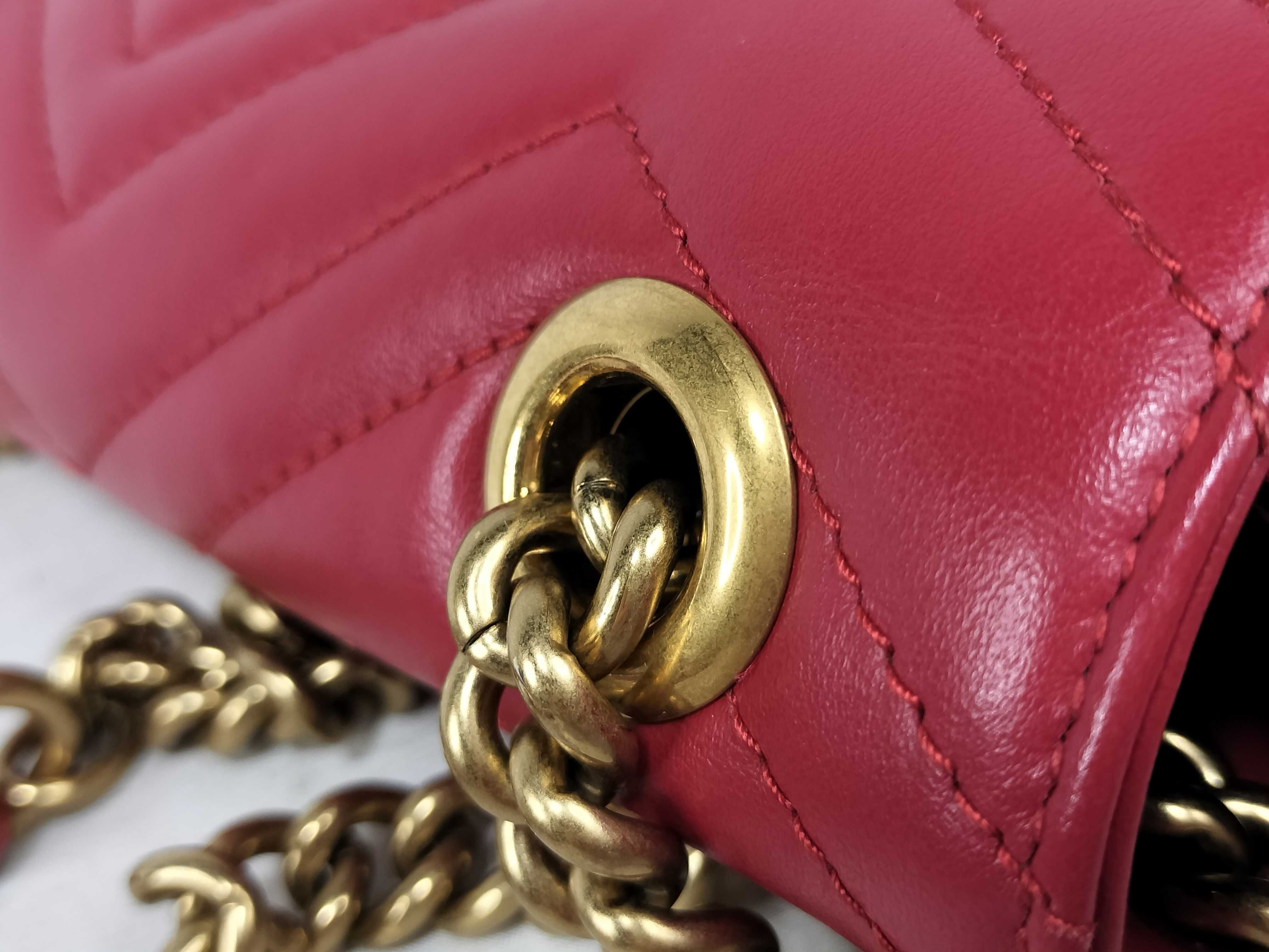 Red Calfskin GG Marmont 446744 Chain Shoulder Bag — view 5