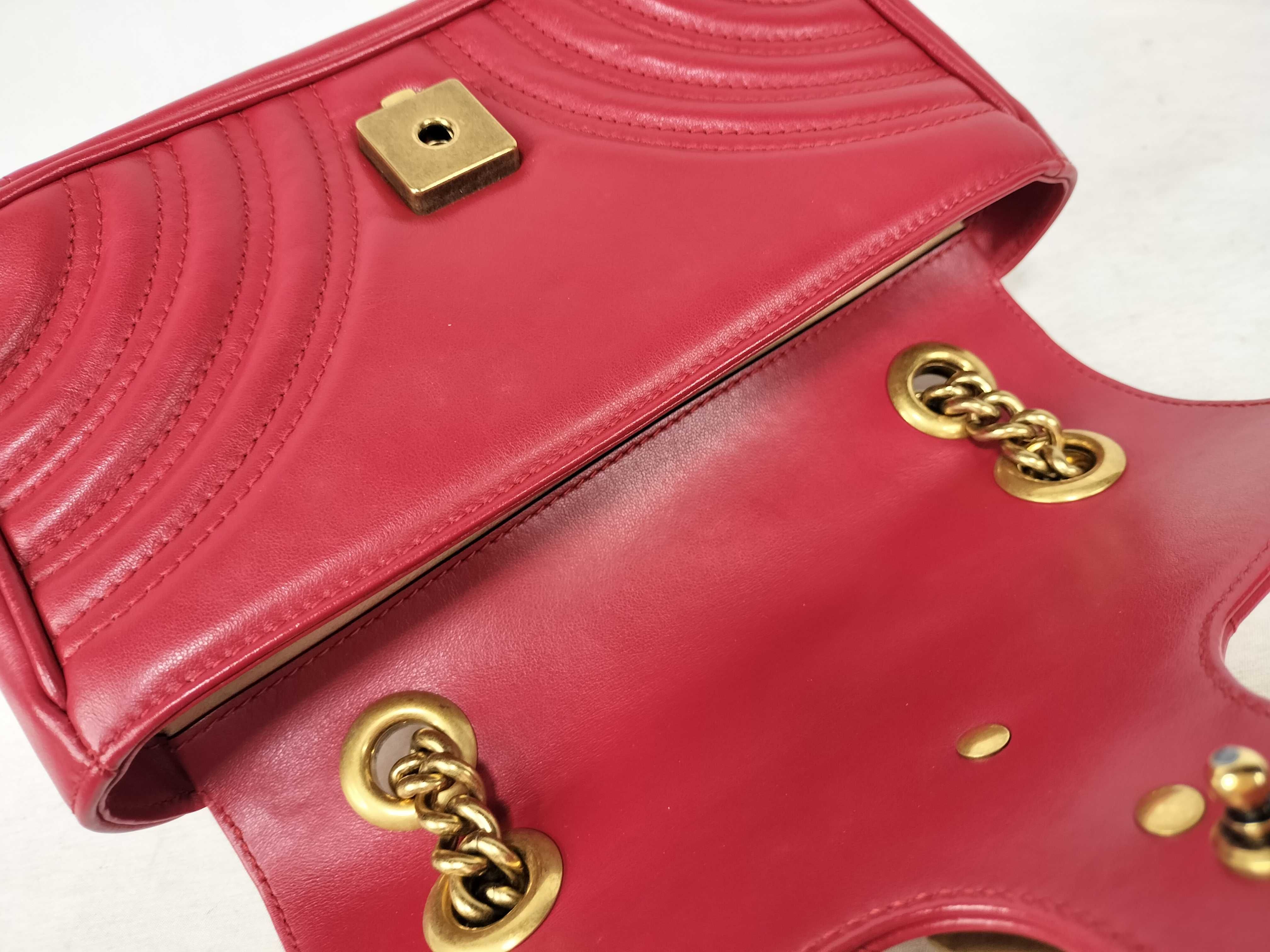 Red Calfskin GG Marmont 446744 Chain Shoulder Bag — view 8