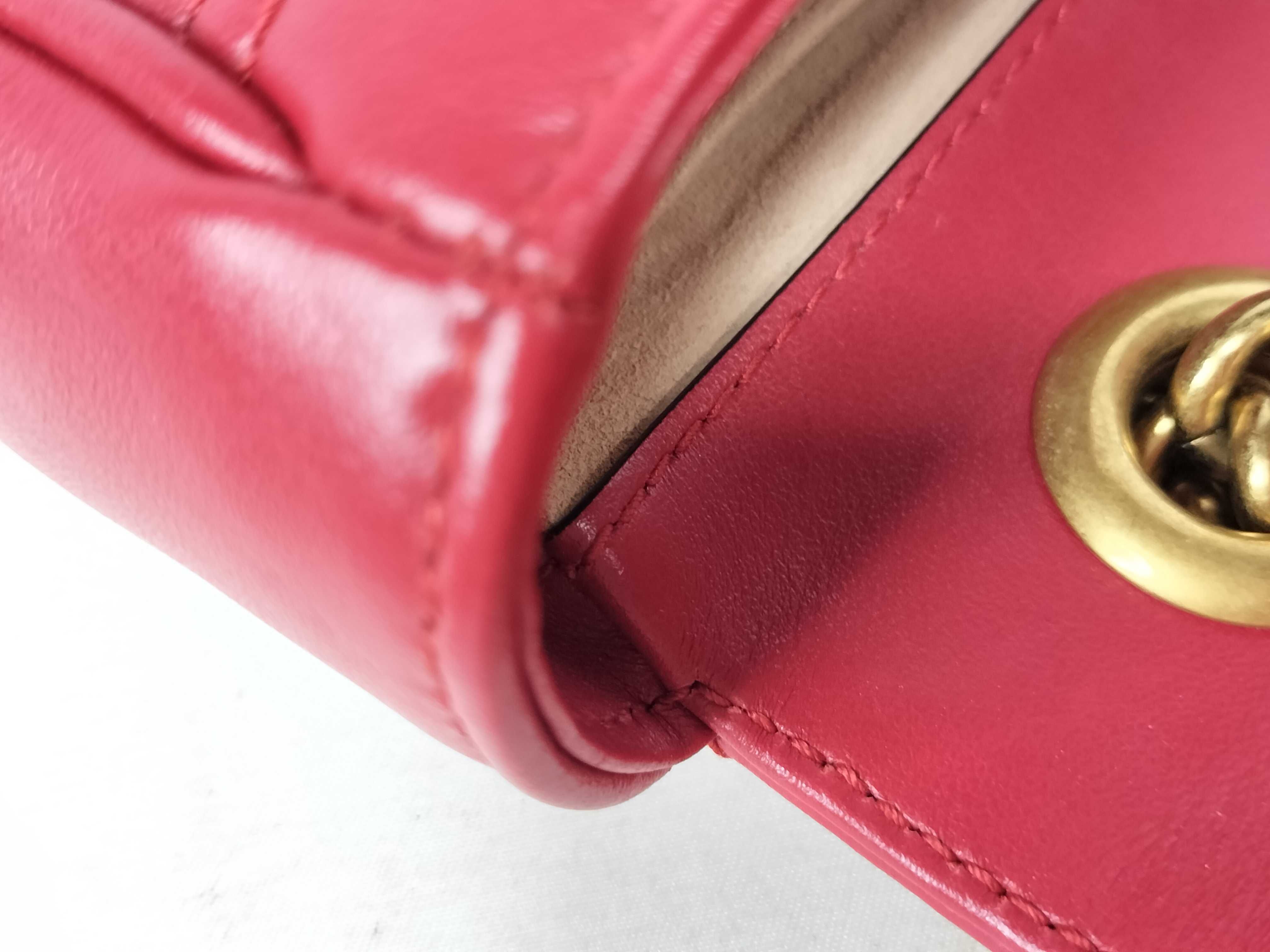 Red Calfskin GG Marmont 446744 Chain Shoulder Bag — view 9