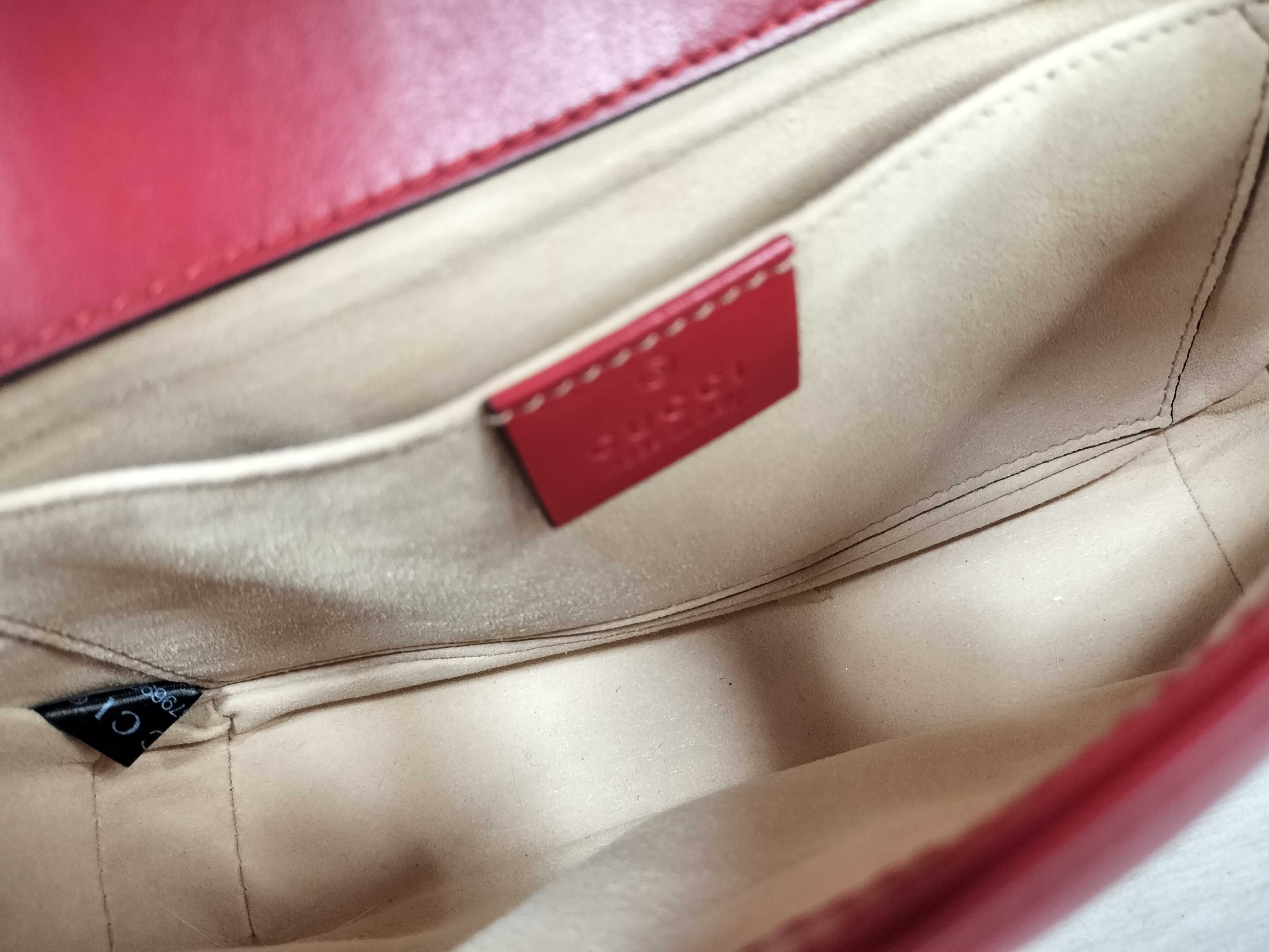 Red Calfskin GG Marmont 446744 Chain Shoulder Bag — view 10