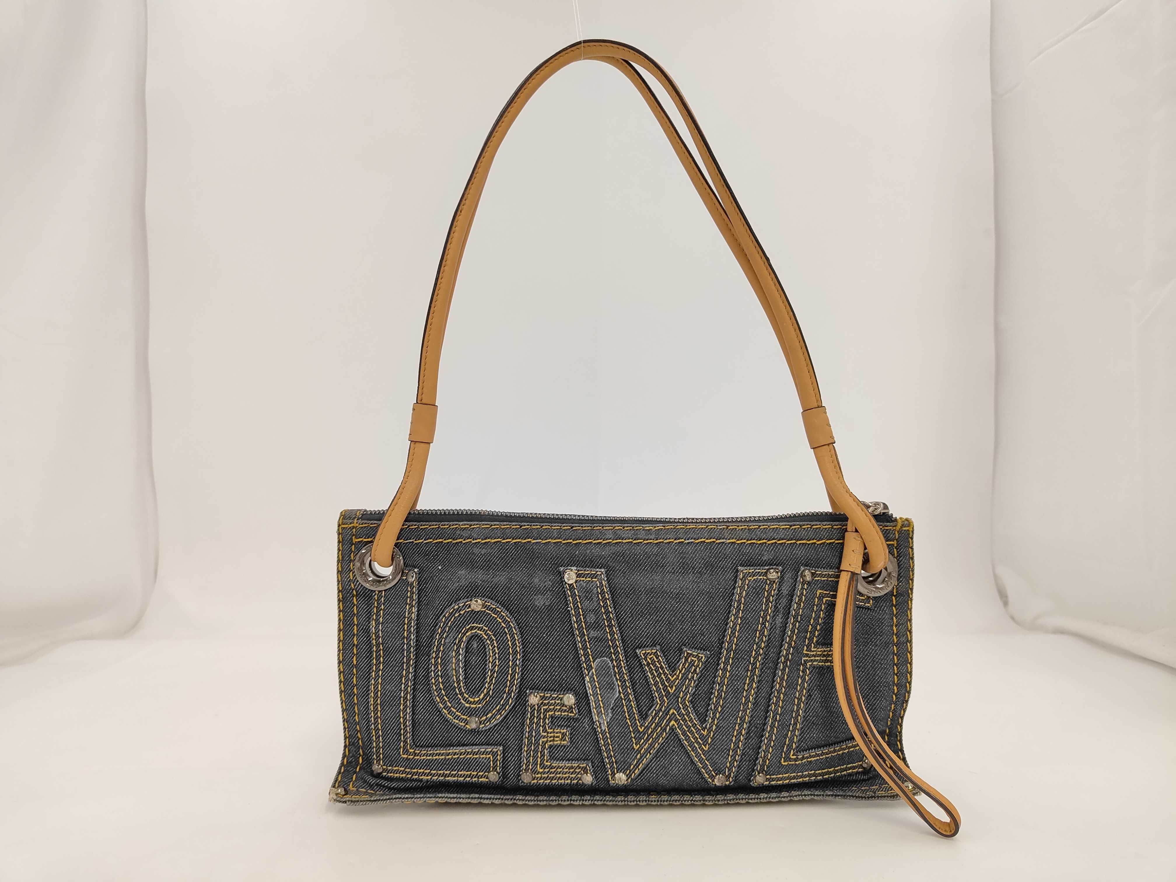 Anagram Denim Shopper One-Shoulder Bag