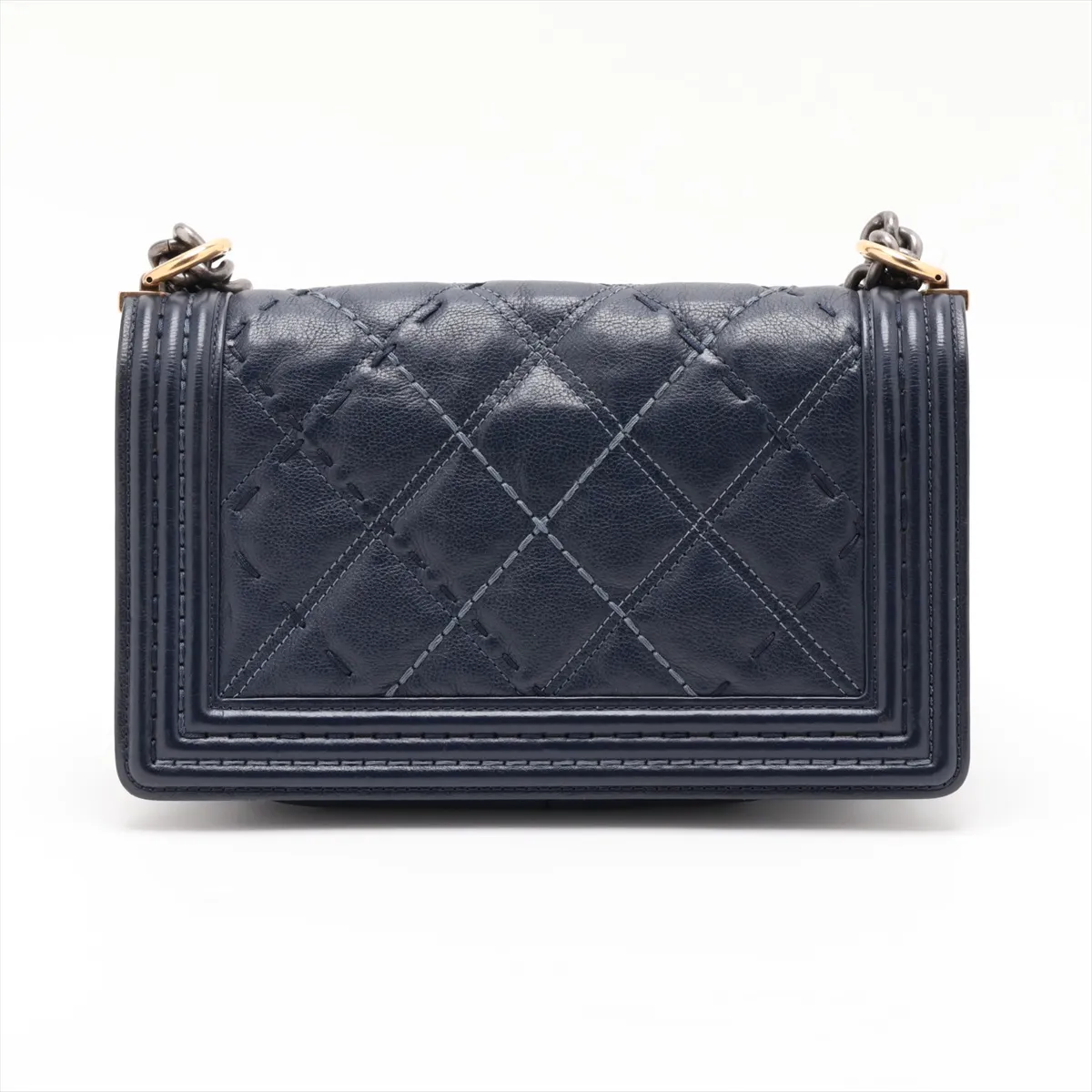 Boy Chanel 25 Leather Chain Shoulder Bag, Blue with Gold Hardware, 20938071, Serial Number in the 20s, A67086 — view 2