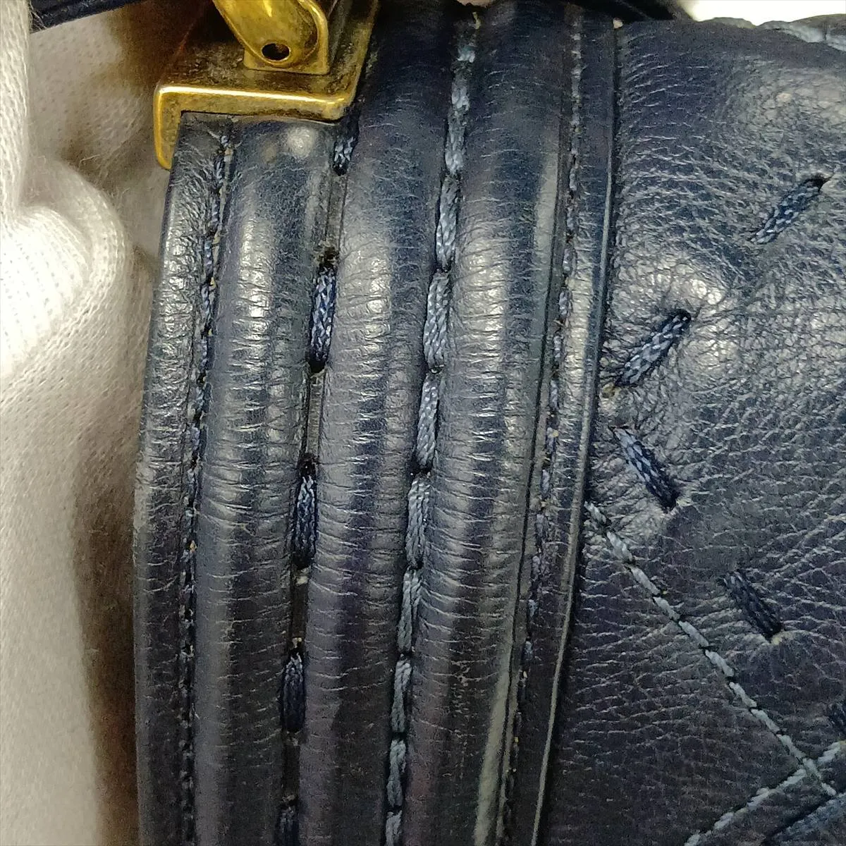 Boy Chanel 25 Leather Chain Shoulder Bag, Blue with Gold Hardware, 20938071, Serial Number in the 20s, A67086 — view 12