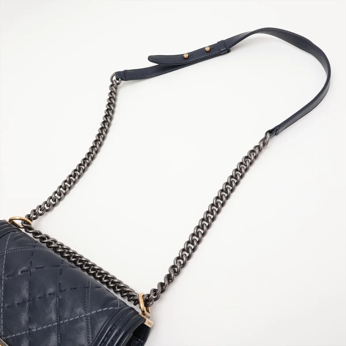 Boy Chanel 25 Leather Chain Shoulder Bag, Blue with Gold Hardware, 20938071, Serial Number in the 20s, A67086 — view 5