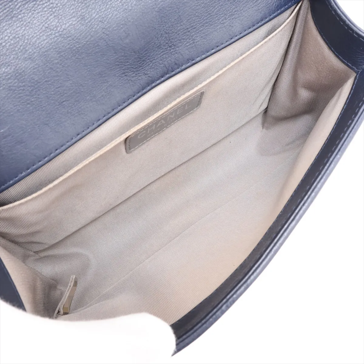 Boy Chanel 25 Leather Chain Shoulder Bag, Blue with Gold Hardware, 20938071, Serial Number in the 20s, A67086 — view 6