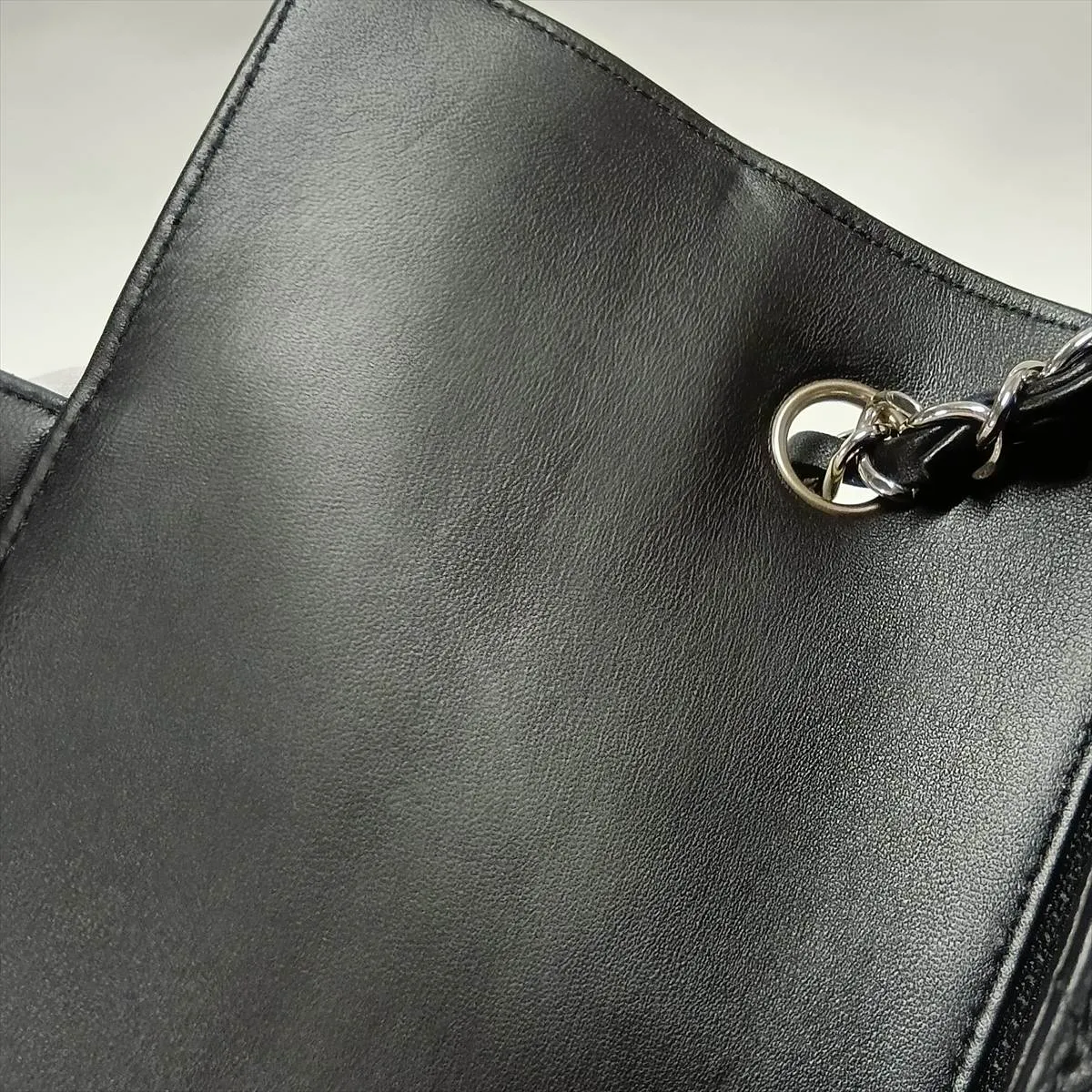 Chevron Lambskin Single Flap Single Chain Bag, V-stitch, Black, Silver Hardware, 30726310 (Serial Number in the 30s) — view 12