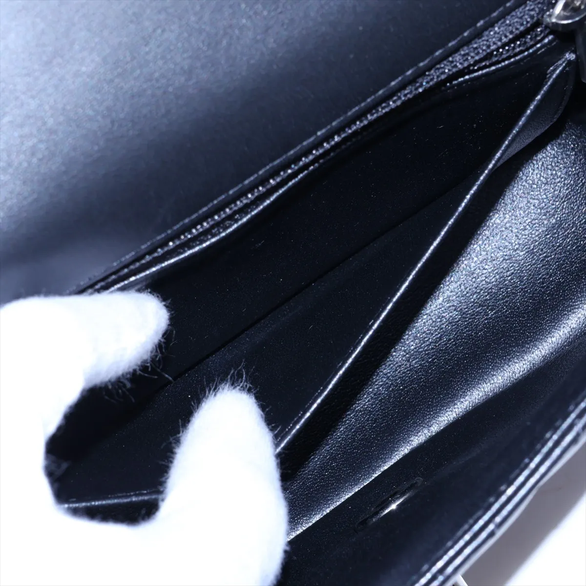 Chevron Lambskin Single Flap Single Chain Bag, V-stitch, Black, Silver Hardware, 30726310 (Serial Number in the 30s) — view 8