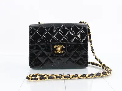Mini Matelassé Patent Leather Chain Shoulder Bag, Series 2