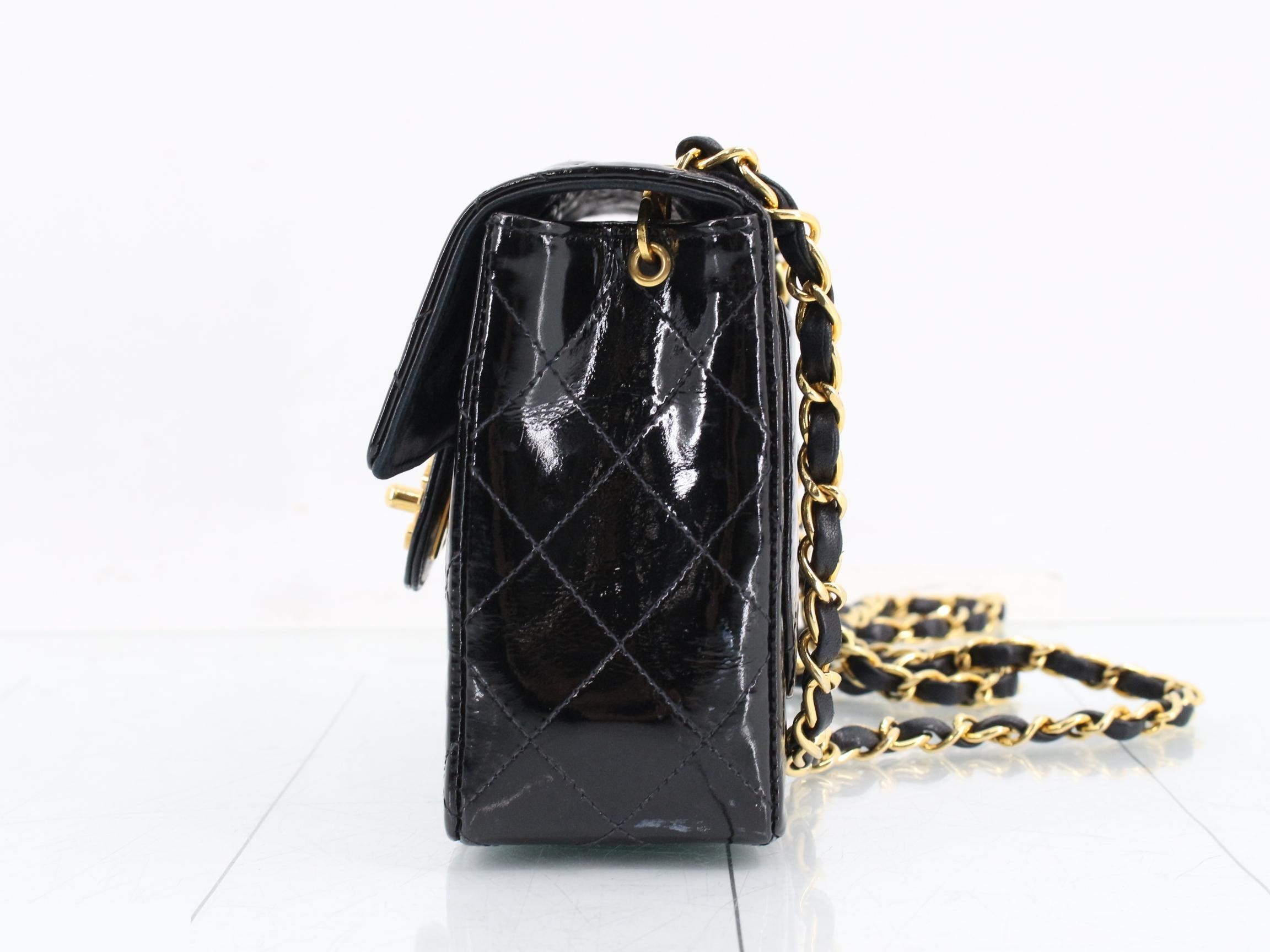 Mini Matelassé Patent Leather Chain Shoulder Bag, Series 2 — view 3