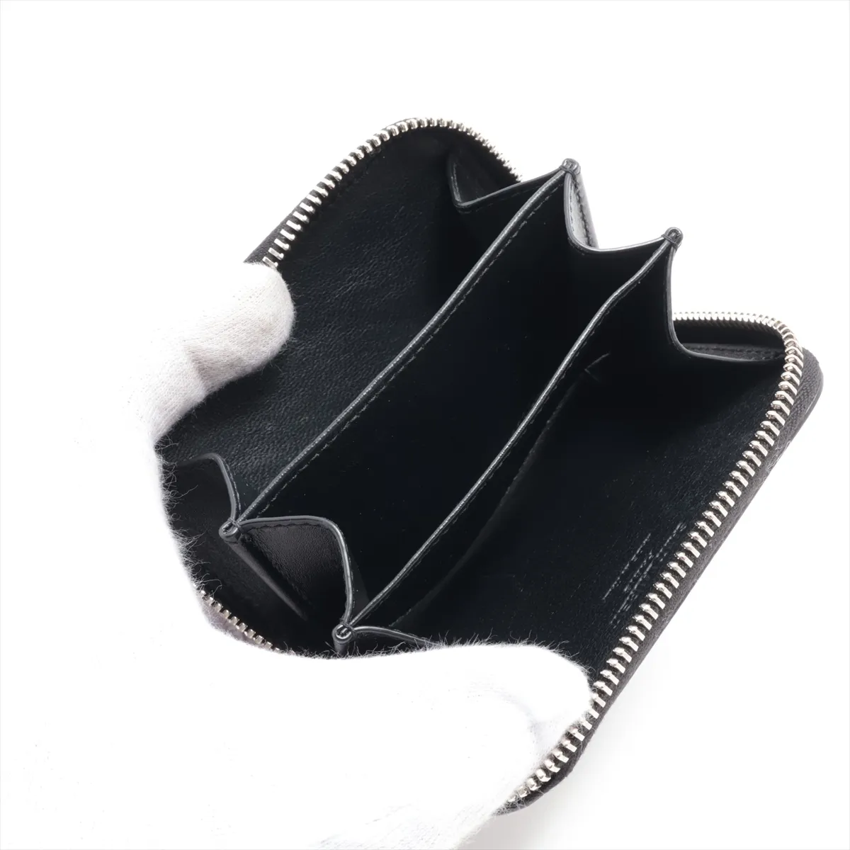 Logo Leather Coin Case, Black ART506522 — view 3