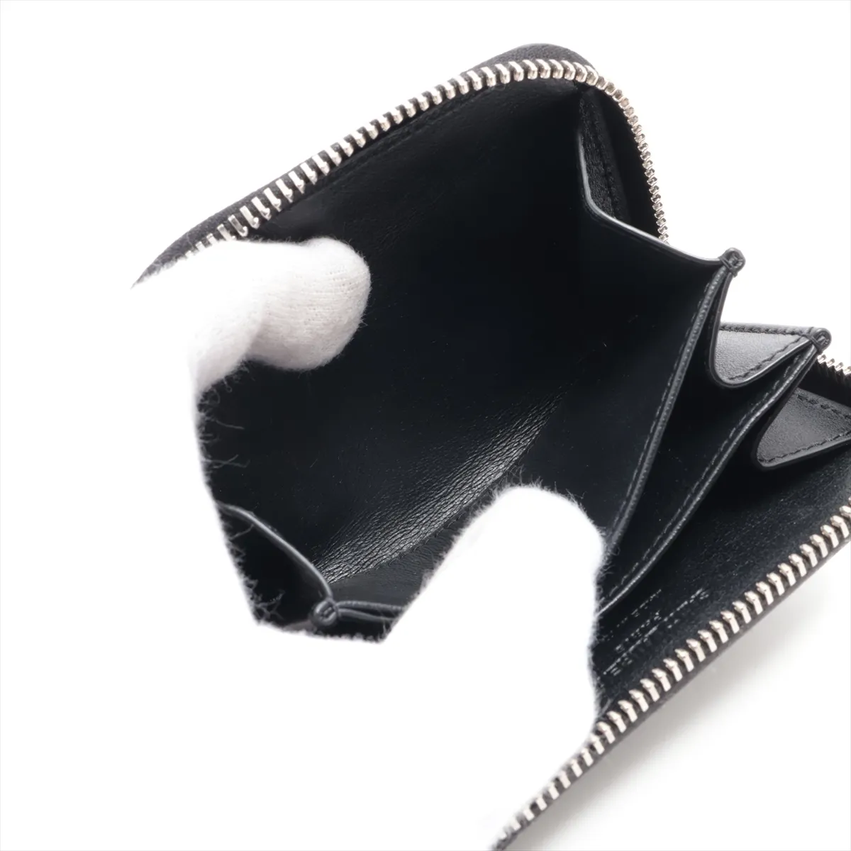 Logo Leather Coin Case, Black ART506522 — view 4
