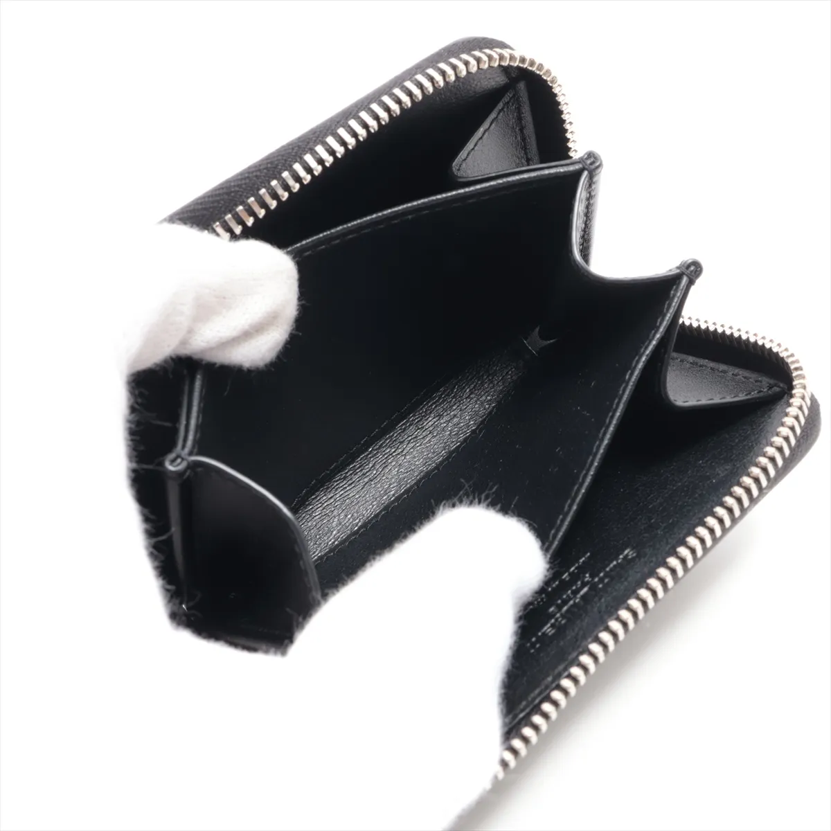 Logo Leather Coin Case, Black ART506522 — view 5