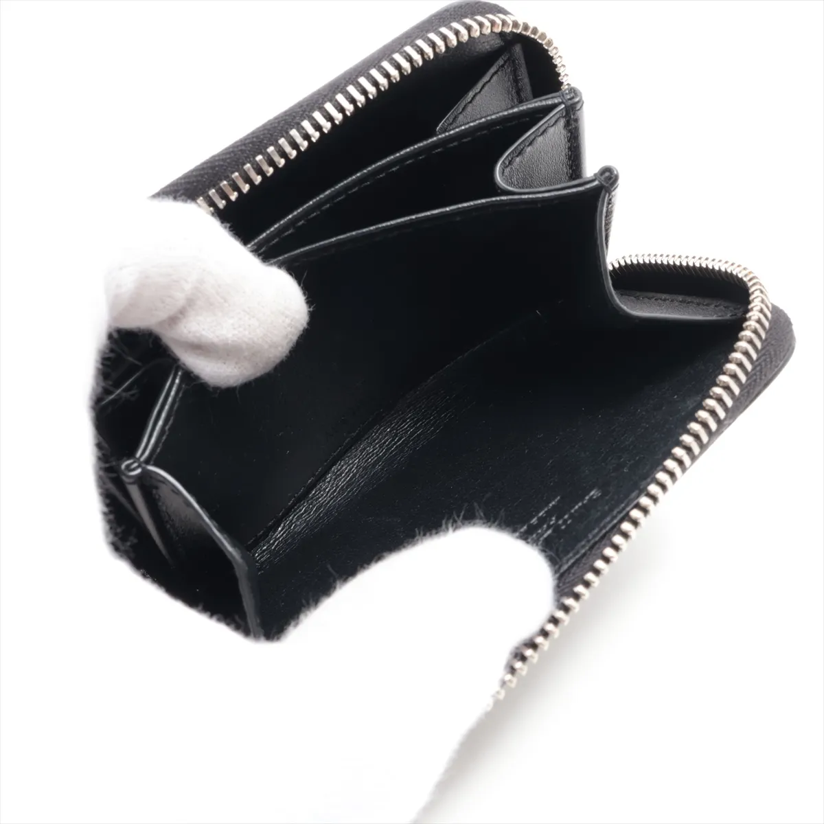 Logo Leather Coin Case, Black ART506522 — view 6