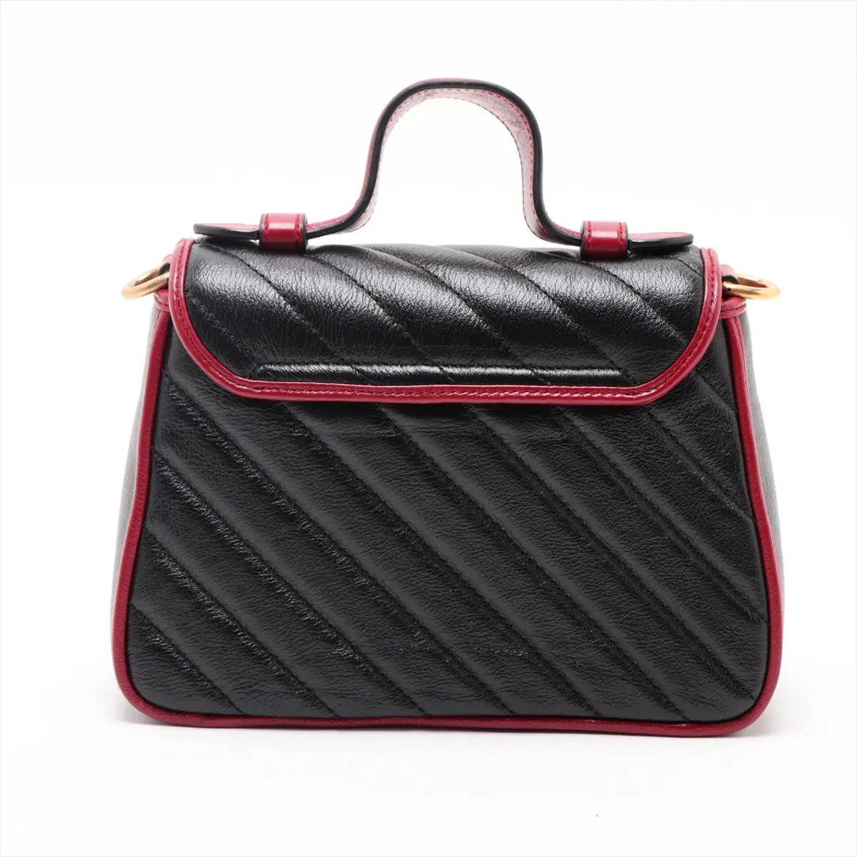 GG Marmont 583571 Leather 2-Way Handbag, Black x Red — view 2