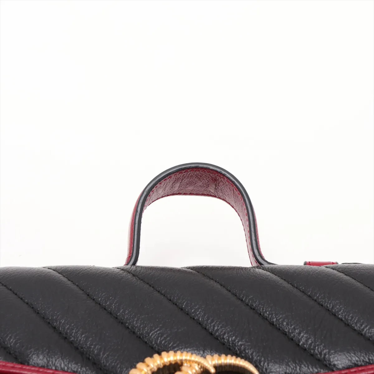 GG Marmont 583571 Leather 2-Way Handbag, Black x Red — view 6