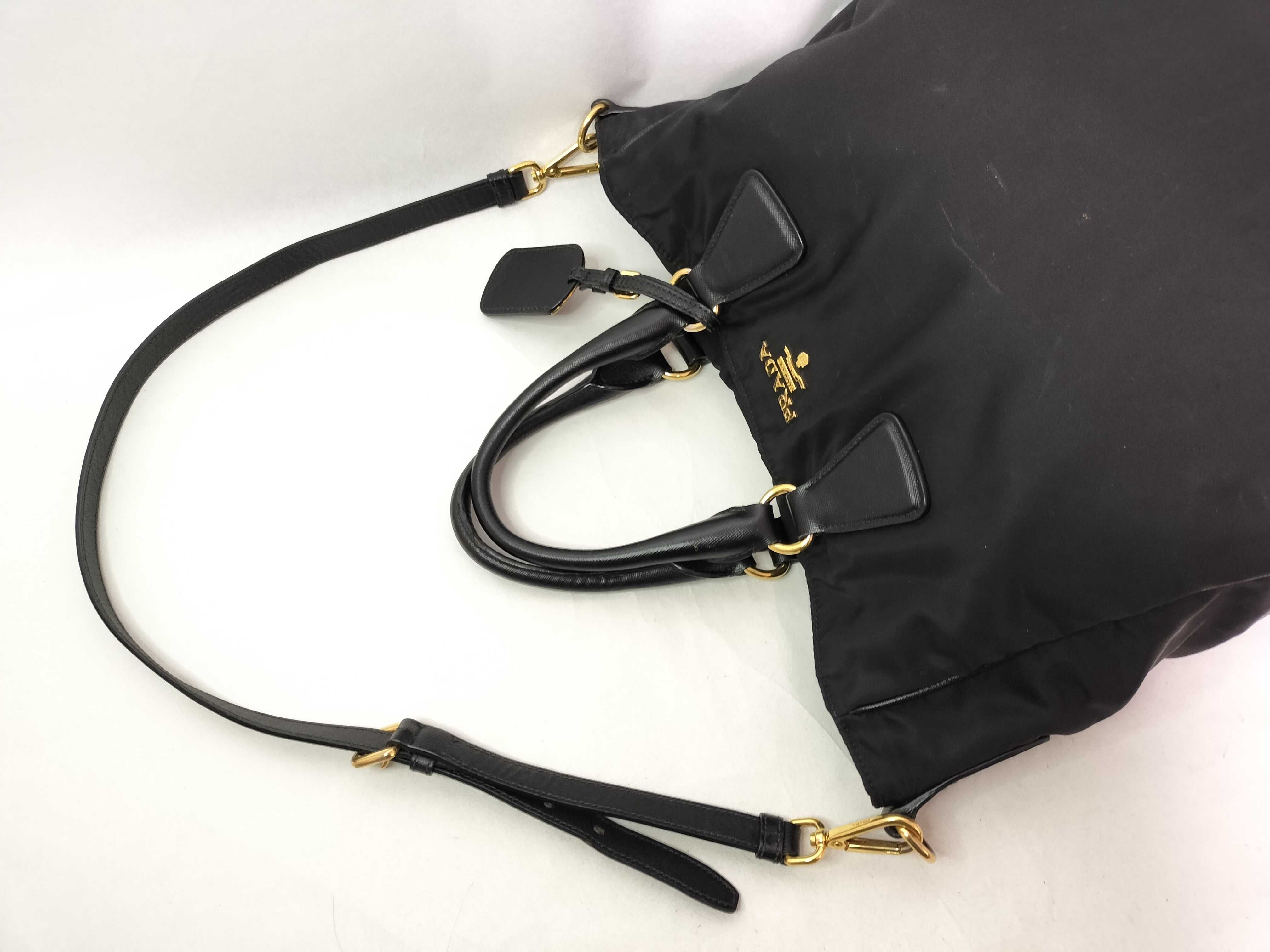 Nylon Prada Handbag 2-Way Black Strap Tote Bag — view 5