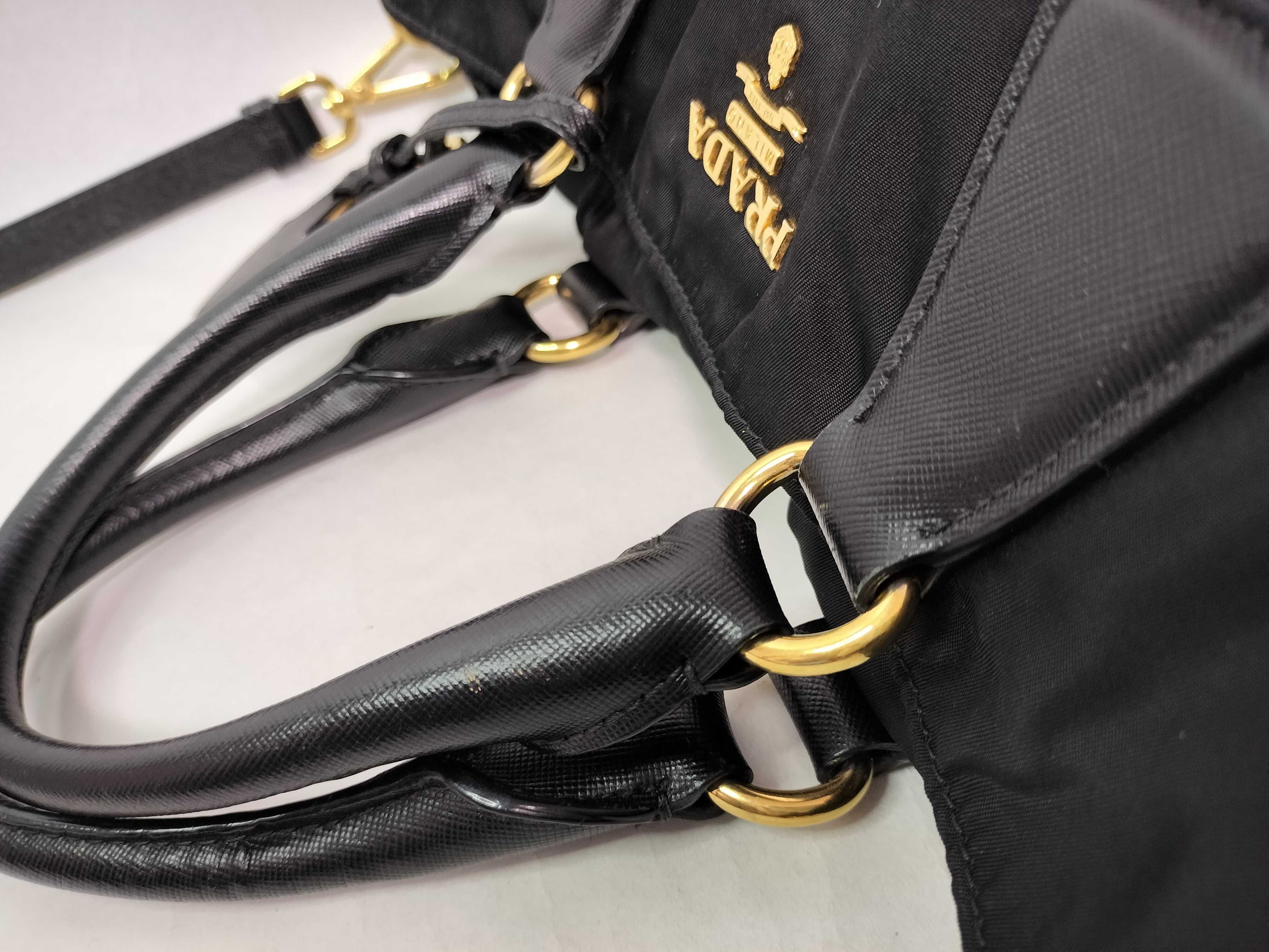 Nylon Prada Handbag 2-Way Black Strap Tote Bag — view 9
