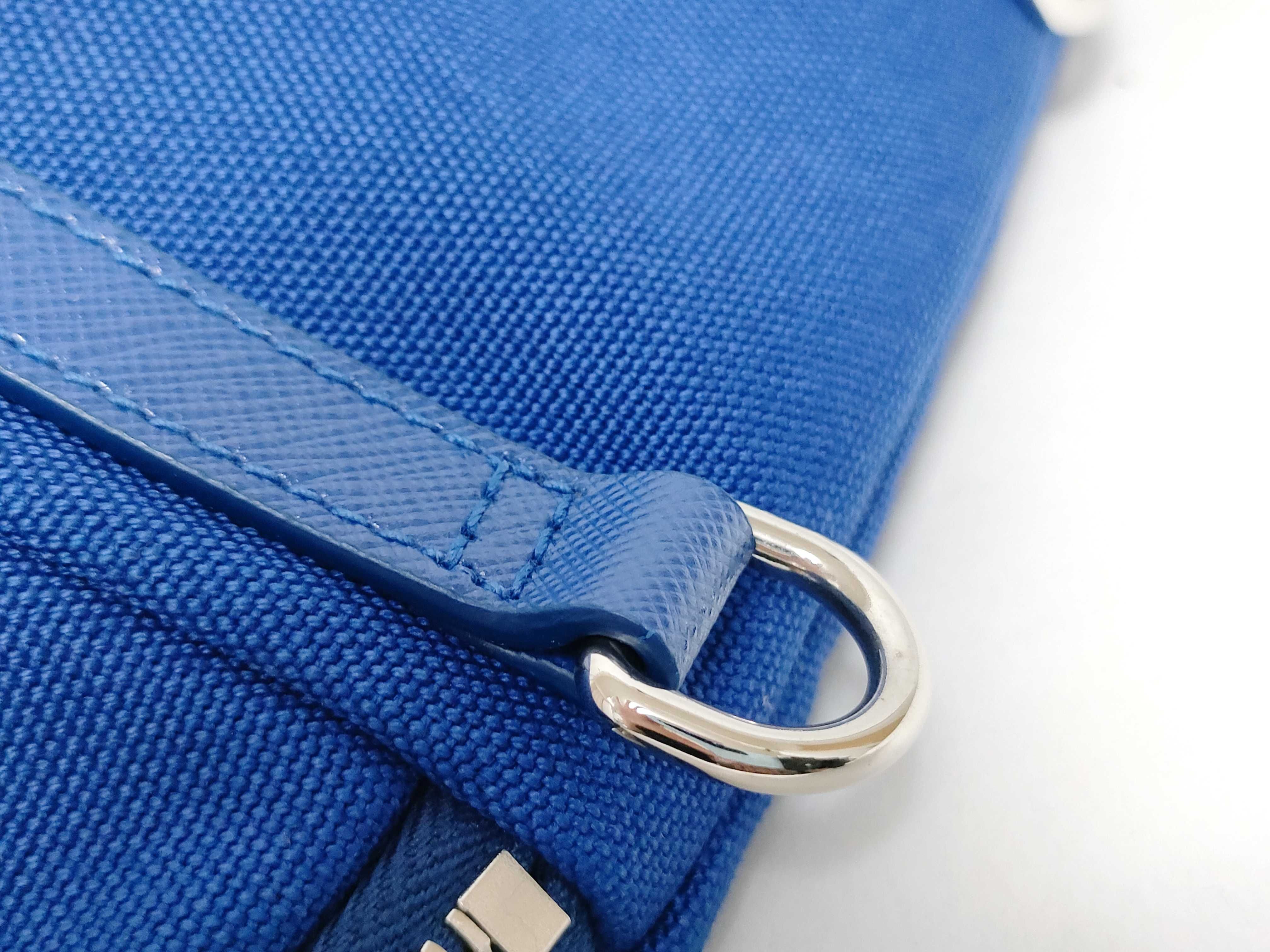 Shoulder Bag, Triangle Logo, Canvas, Blue, 2VH147 Shoulder Bag — view 5