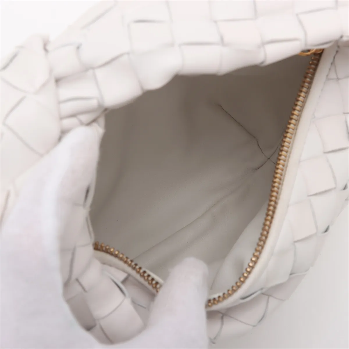 Intrecciato Mini Jodie Leather Handbag White — view 7