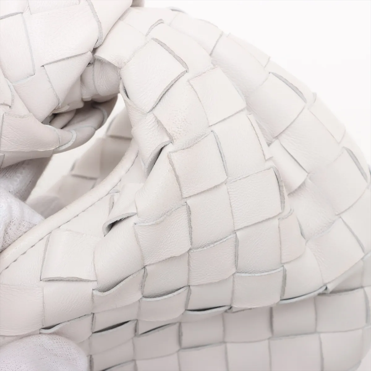 Intrecciato Mini Jodie Leather Handbag White — view 9