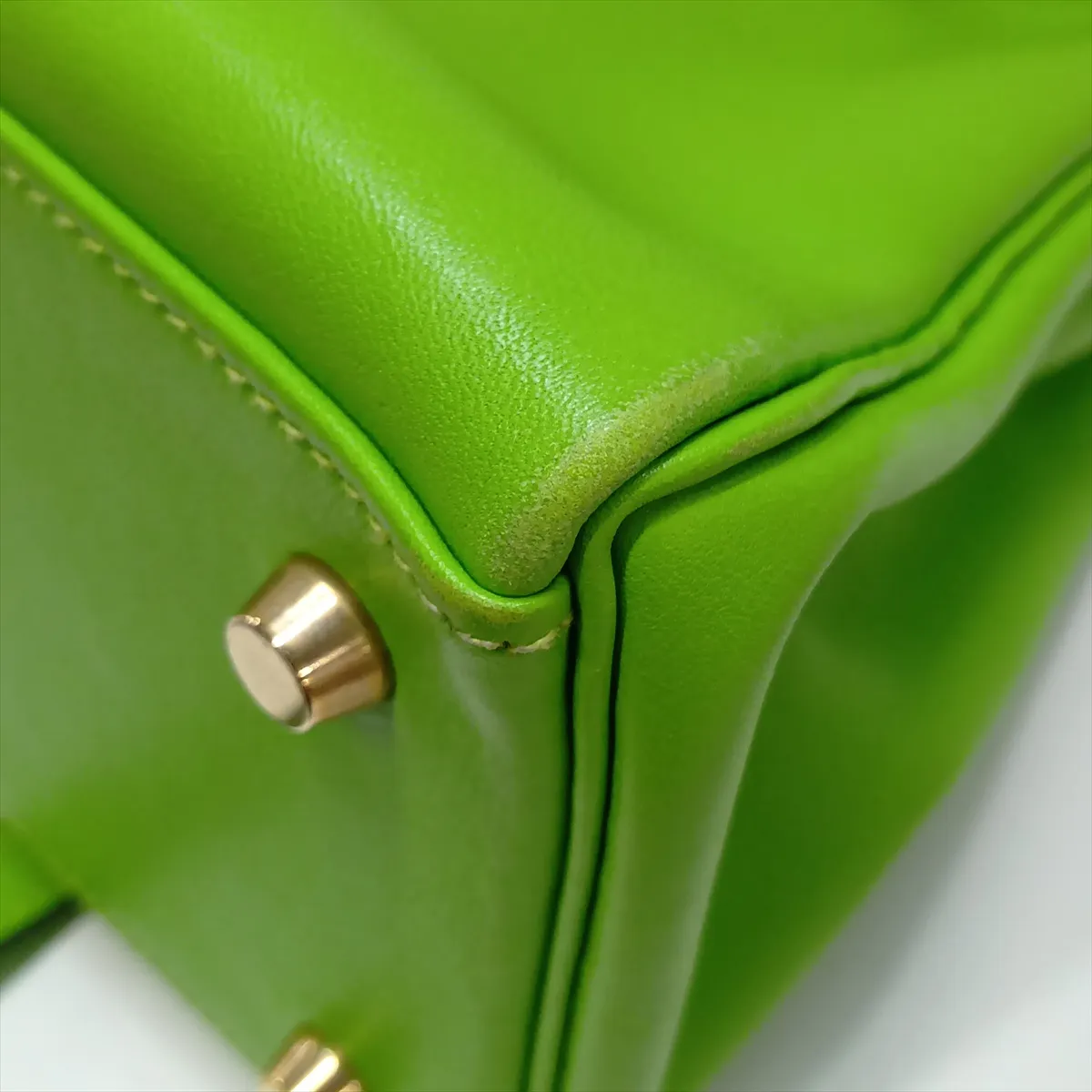 [Individually packaged] Hermes Kelly 28 Retourne Veau Gulliver Apple Green Gold Hardware A: 1997 — view 15