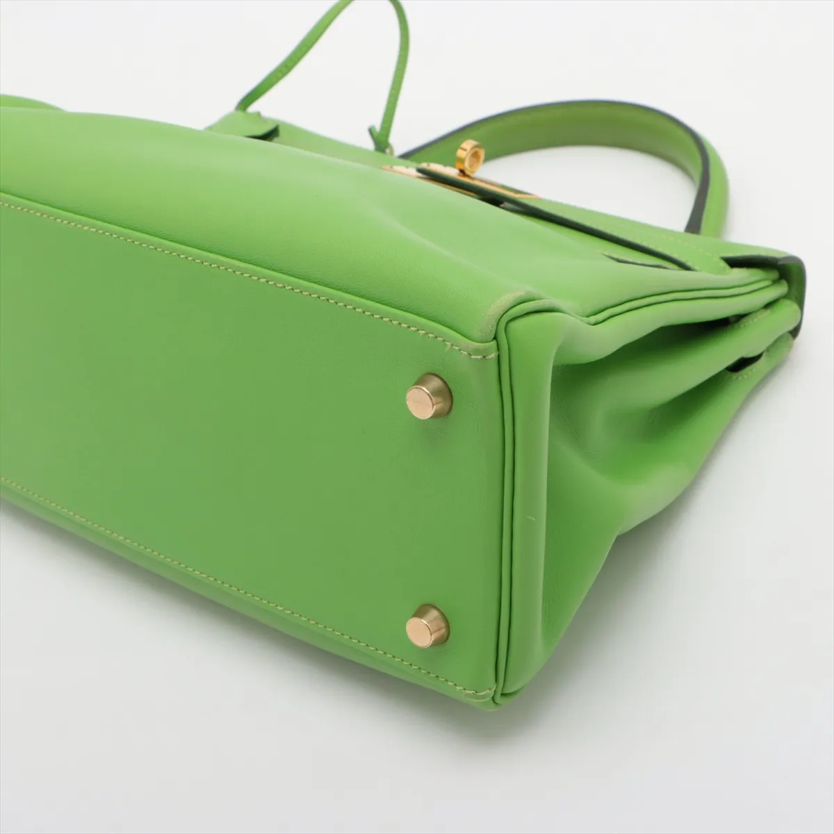 [Individually packaged] Hermes Kelly 28 Retourne Veau Gulliver Apple Green Gold Hardware A: 1997 — view 3