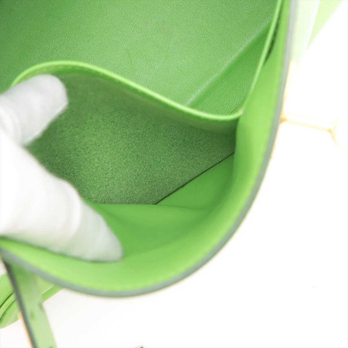 [Individually packaged] Hermes Kelly 28 Retourne Veau Gulliver Apple Green Gold Hardware A: 1997 — view 10