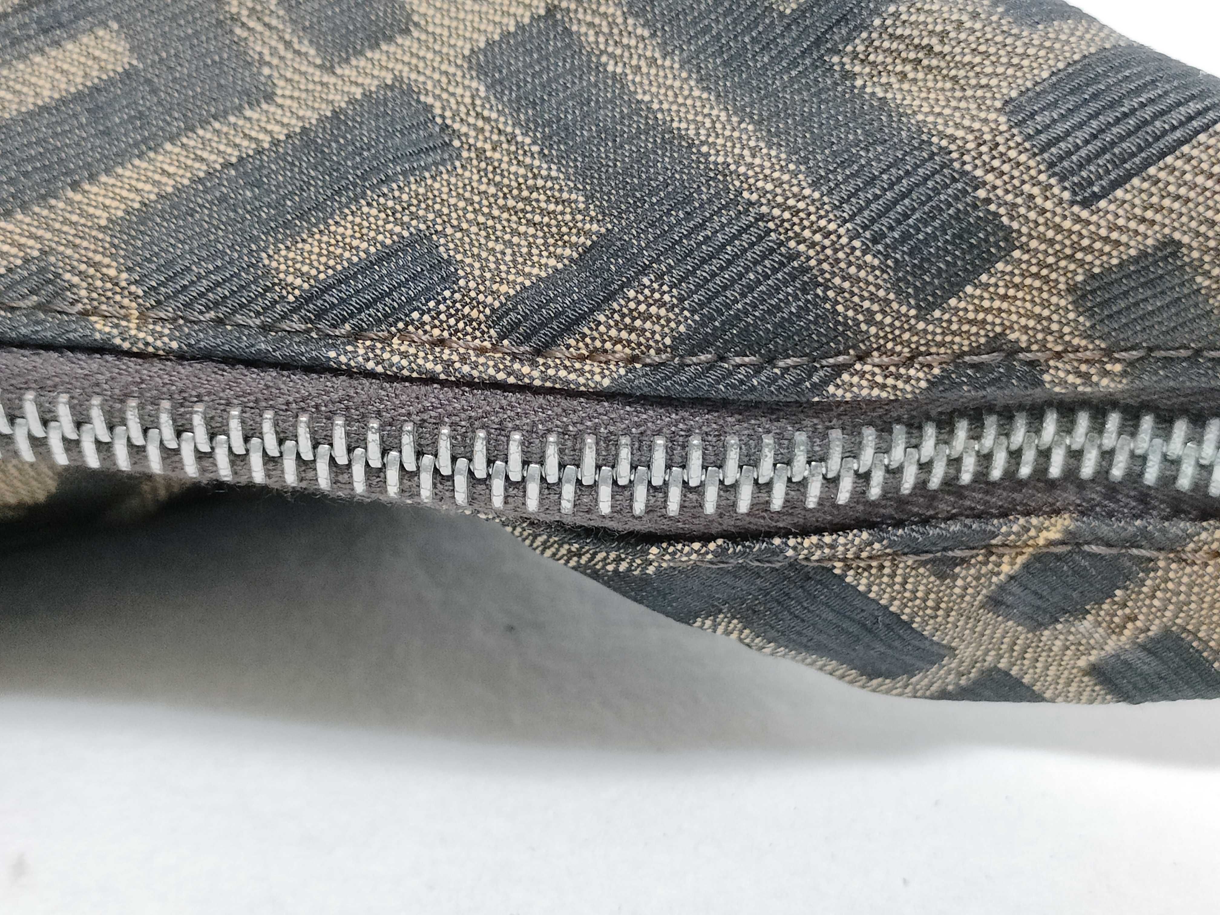 Zucca pattern one-shoulder bag, Zucca canvas and leather, khaki, black, brown shoulder bag — view 6