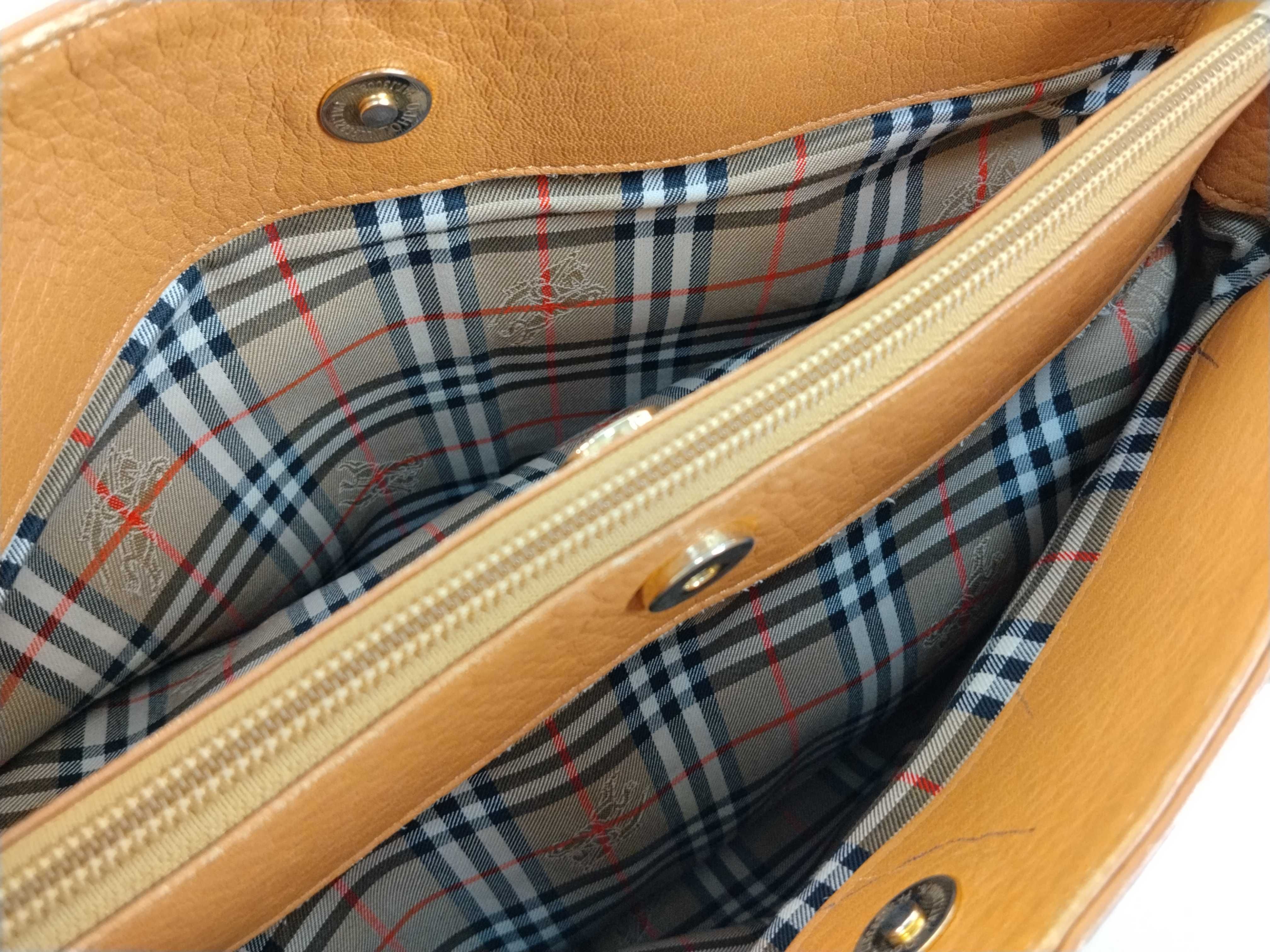 bag, Burberry Nova Check pattern, calf leather tote handbag, camel-colored, gold hardware tote bag — view 13