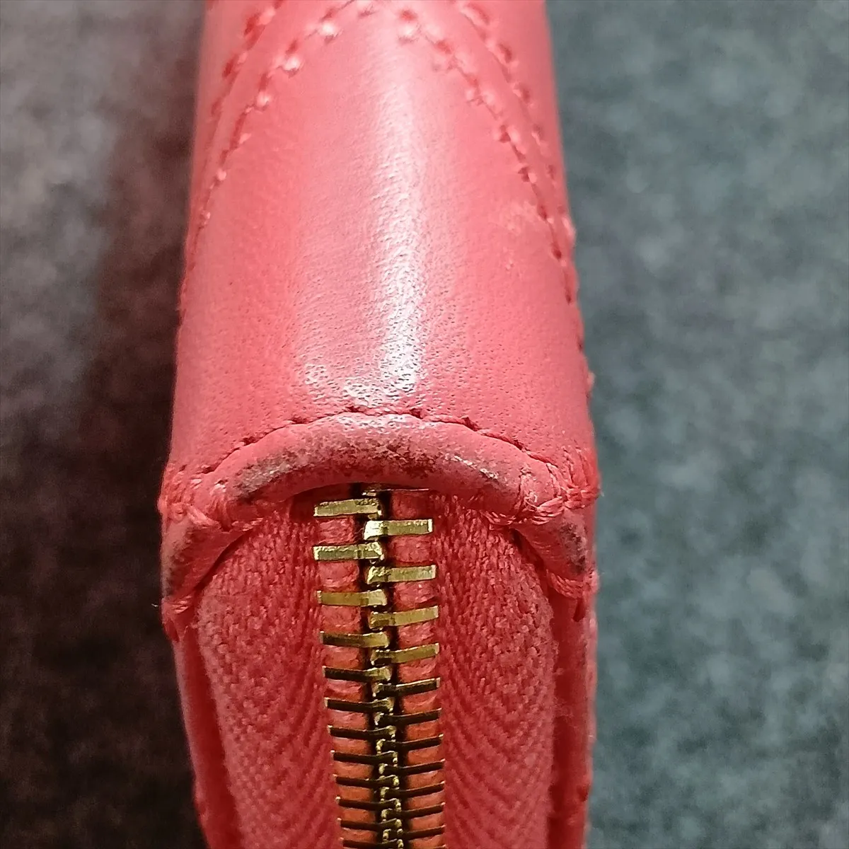 Matelassé Leather Round Zip Wallet, Pink with Gold Hardware, 24313237 — view 11