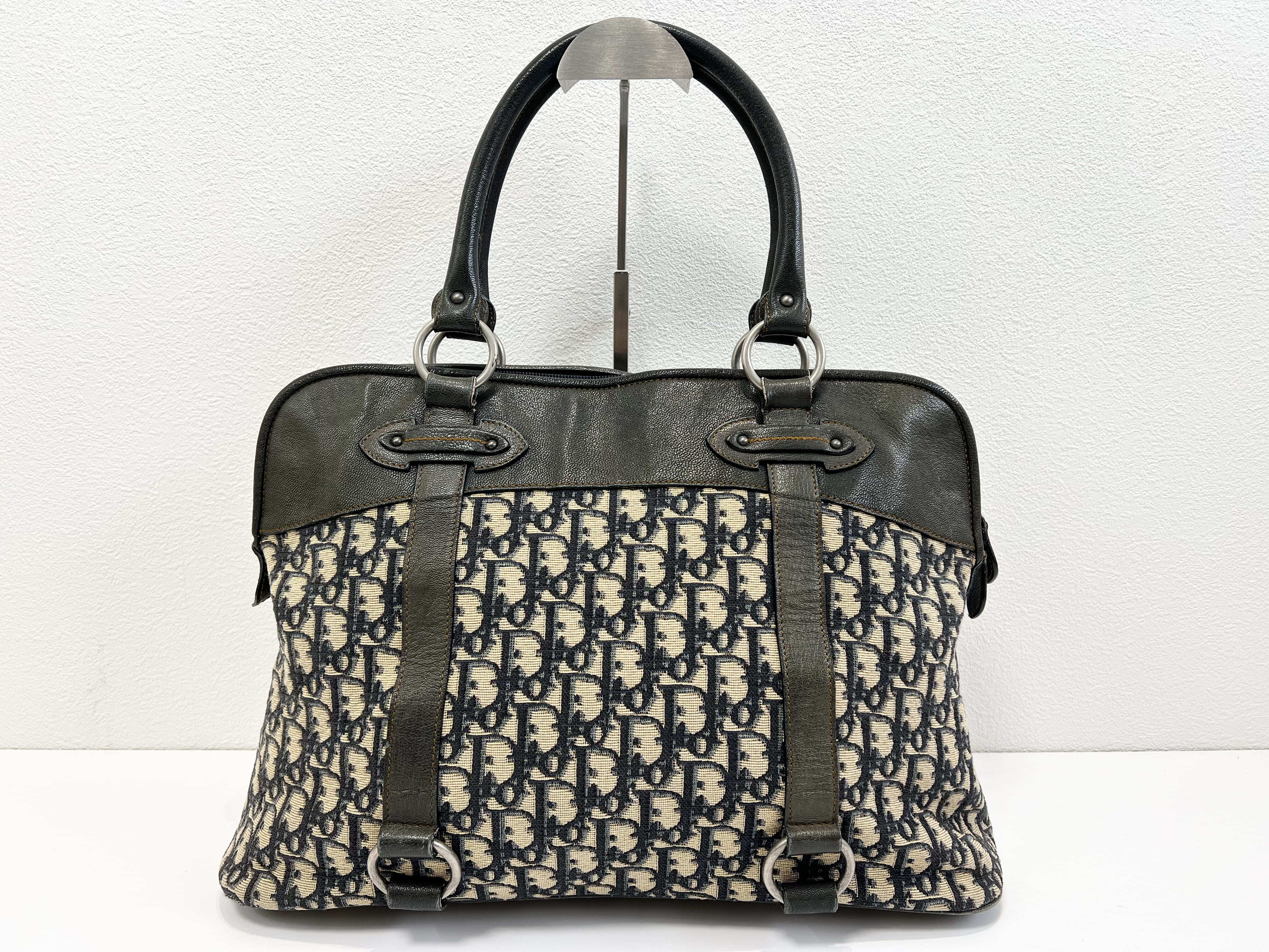 Trotter Oblique CD Leather Canvas Boston Bag Handbag Tote Bag Boston Bag — view 2
