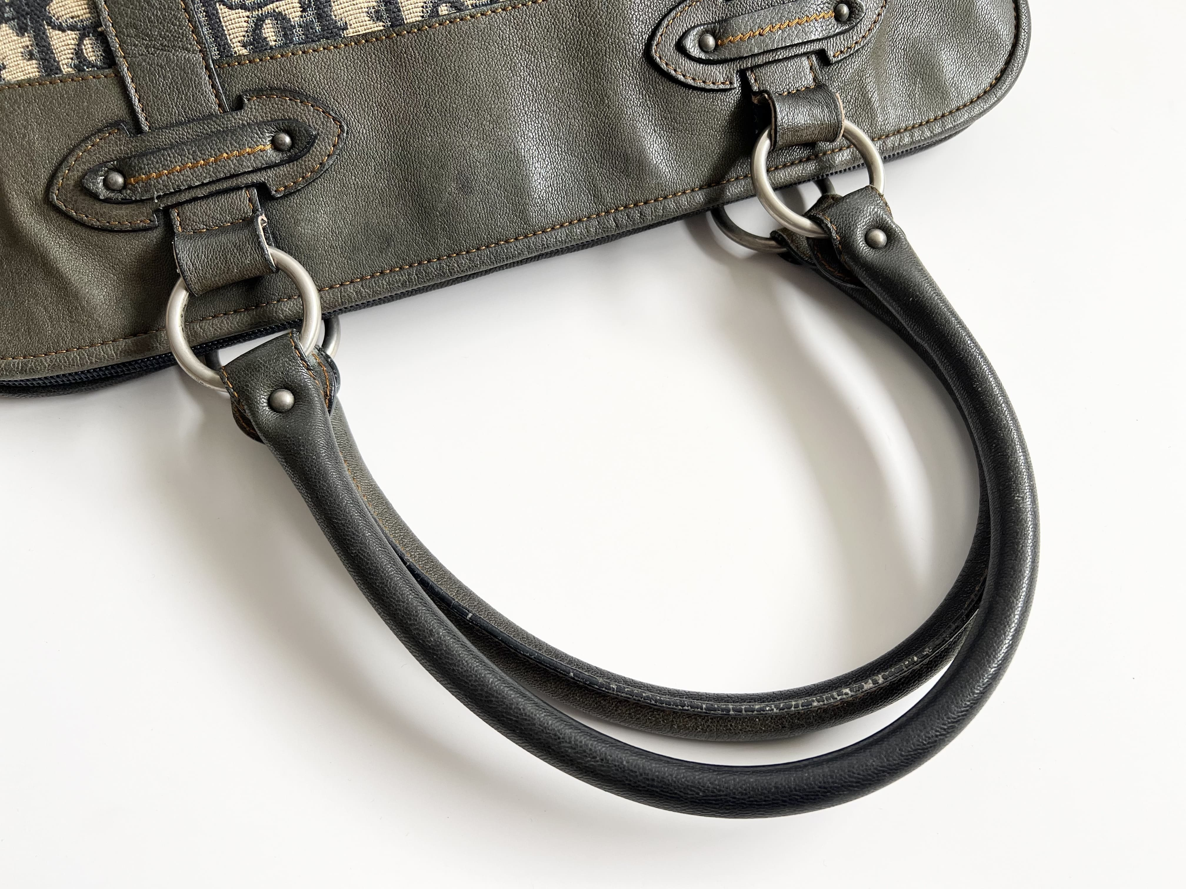 Trotter Oblique CD Leather Canvas Boston Bag Handbag Tote Bag Boston Bag — view 3