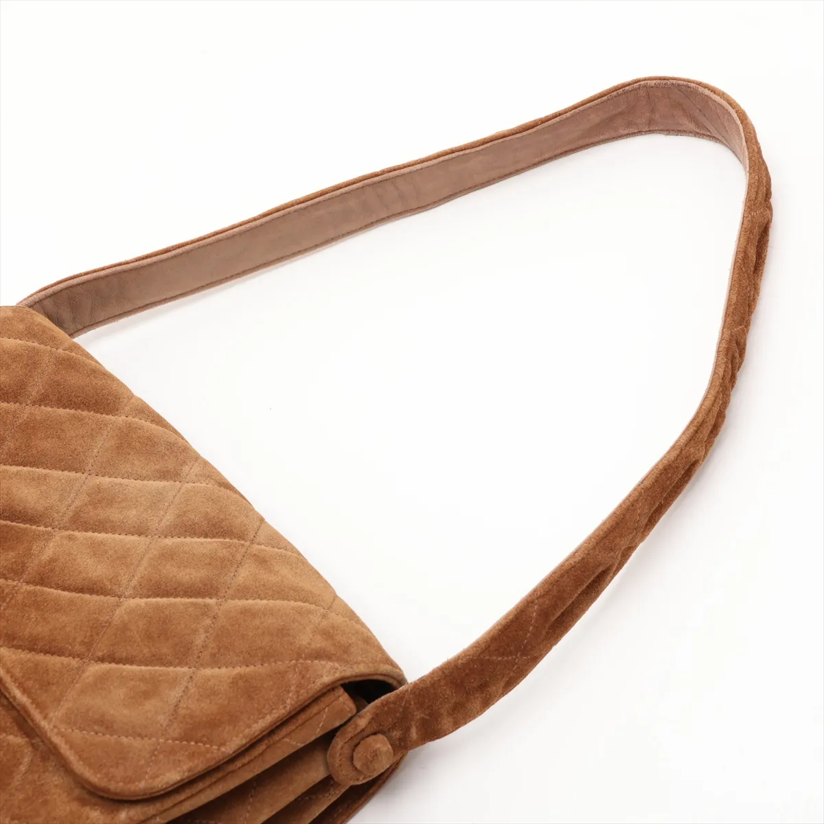 Matelassé Suede Shoulder Bag, Double-faced, Brown, Silver Hardware, 4468612, Series 4 — view 5