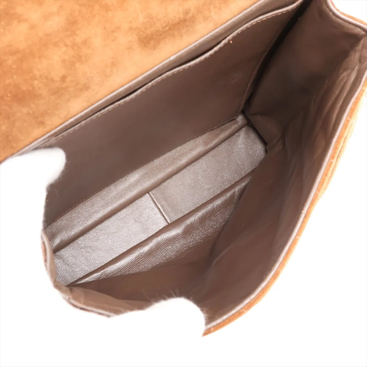 Matelassé Suede Shoulder Bag, Double-faced, Brown, Silver Hardware, 4468612, Series 4 — view 8