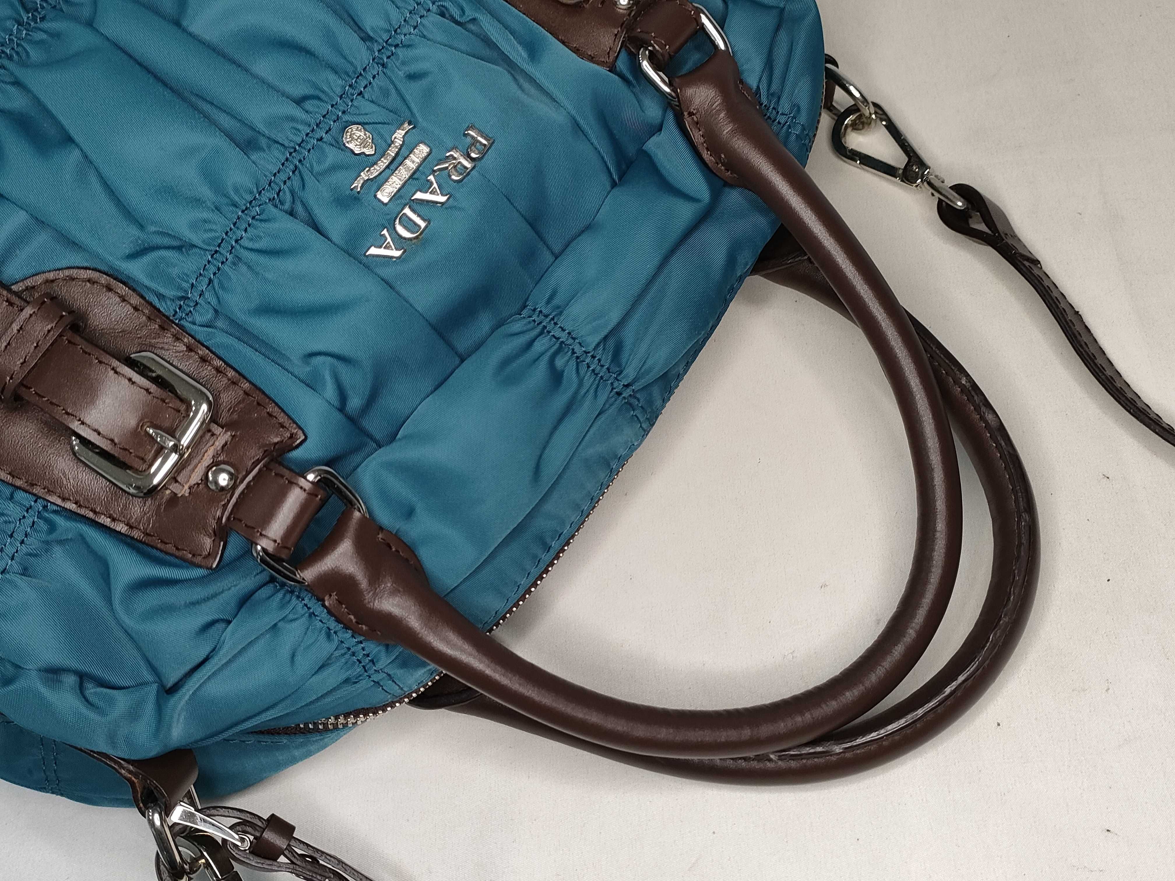 Nylon Prada Gathered 2-Way Shoulder Bag Handbag Leather Nylon Handbag — view 3