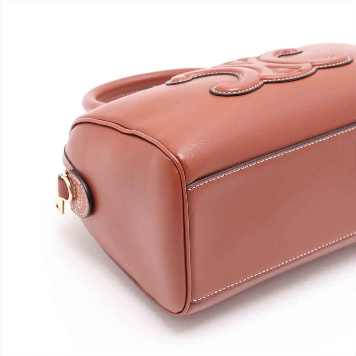 Cuir Triomphe Small Boston Leather 2-Way Handbag, Brown — view 4