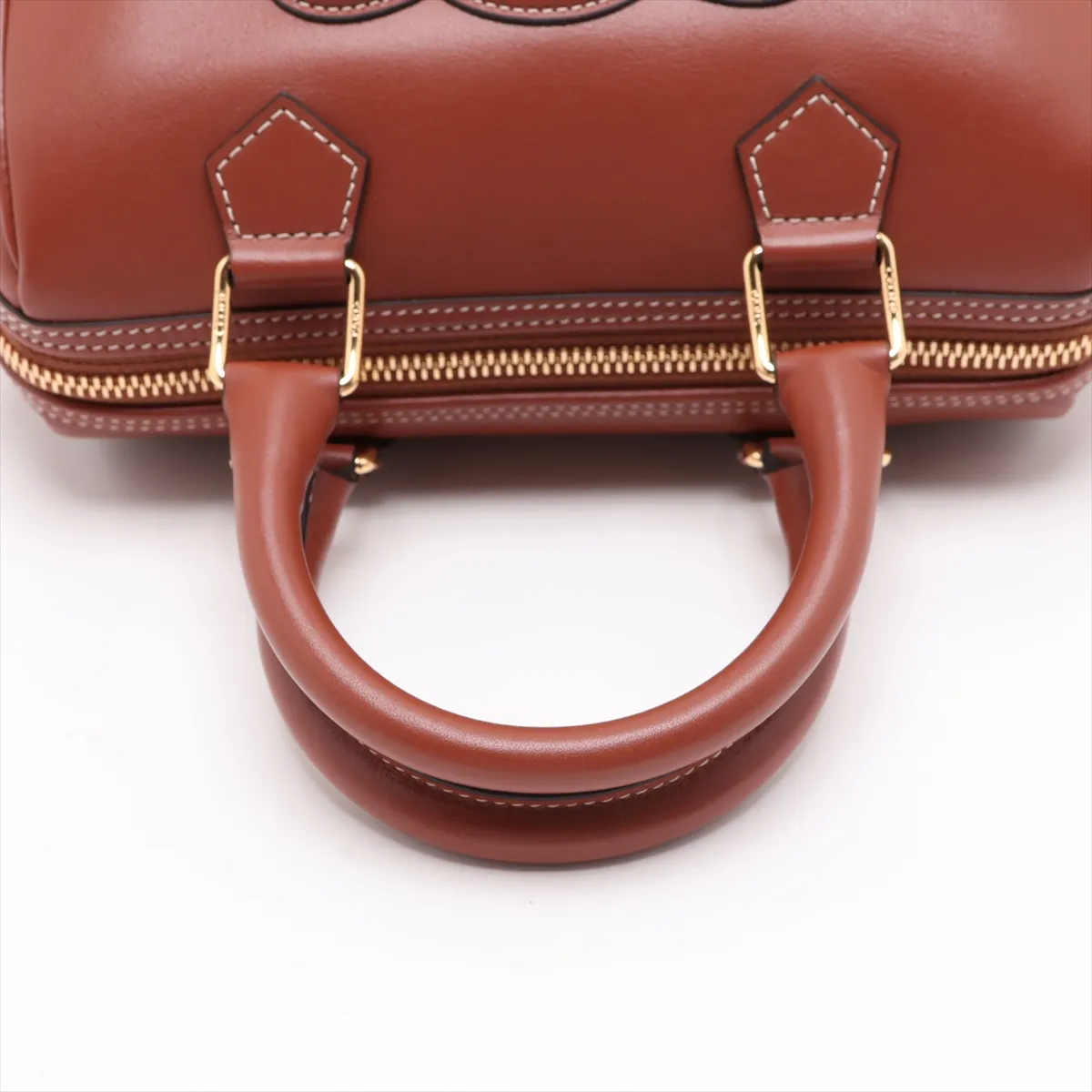 Cuir Triomphe Small Boston Leather 2-Way Handbag, Brown — view 5