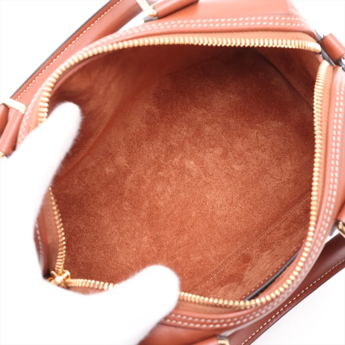 Cuir Triomphe Small Boston Leather 2-Way Handbag, Brown — view 8