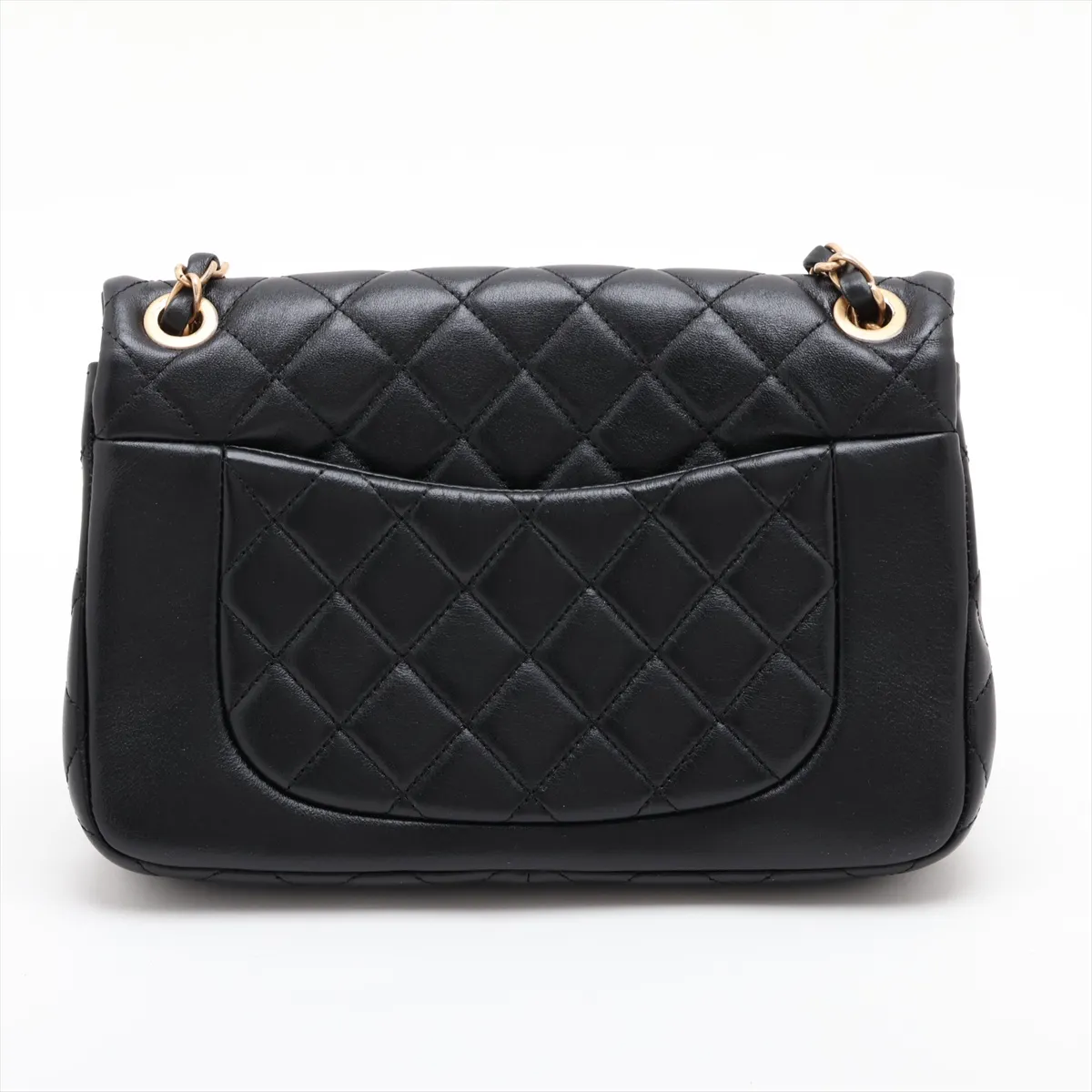 [Individually packaged] Chanel Matelassé Lambskin Single Flap Double Chain Bag, Black with Gold Hardware, PJ96XCAH, Random Plate, AS4459 — view 2
